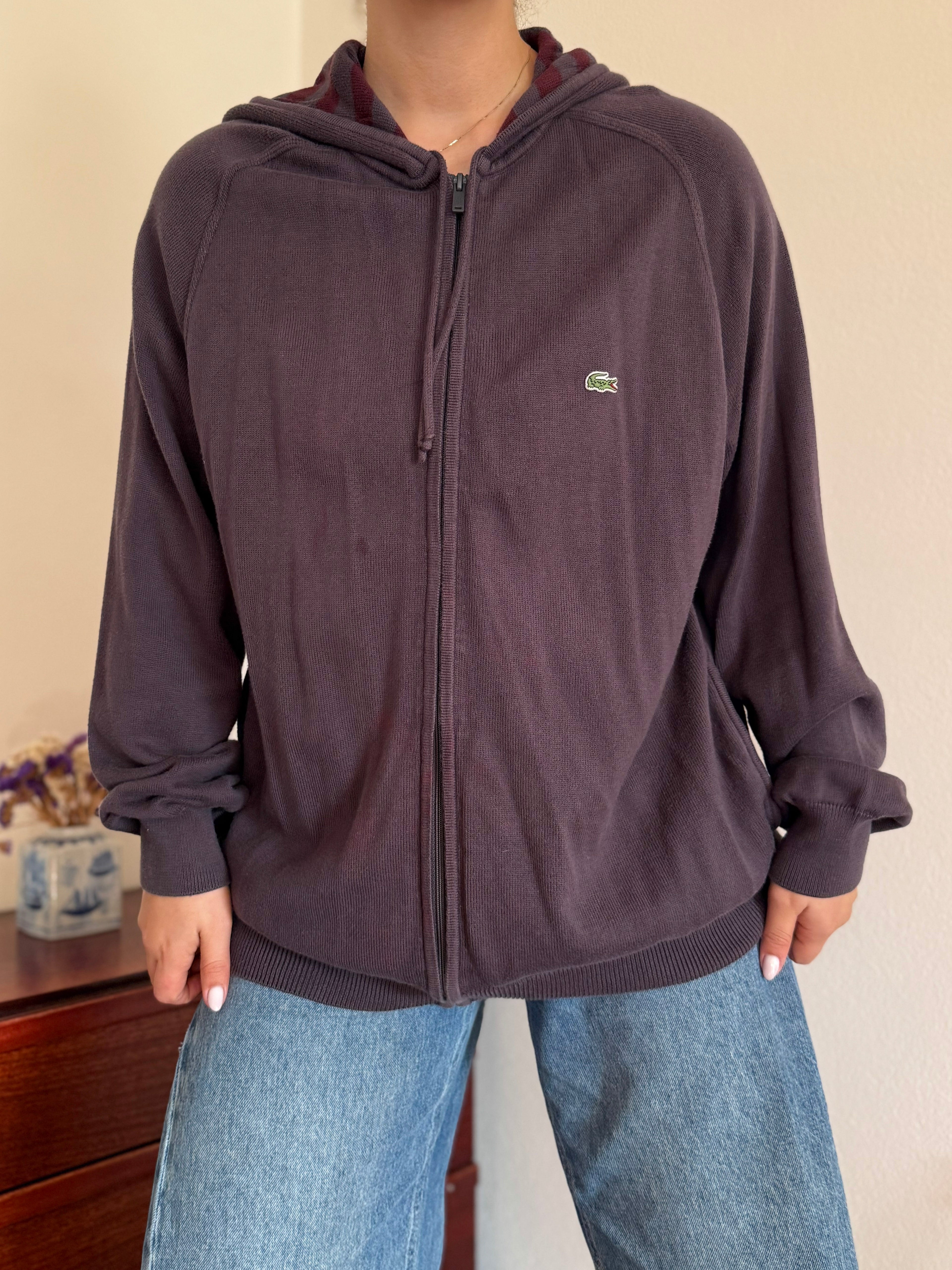 Lacoste Full Zip Knit Coat 100% Cotton