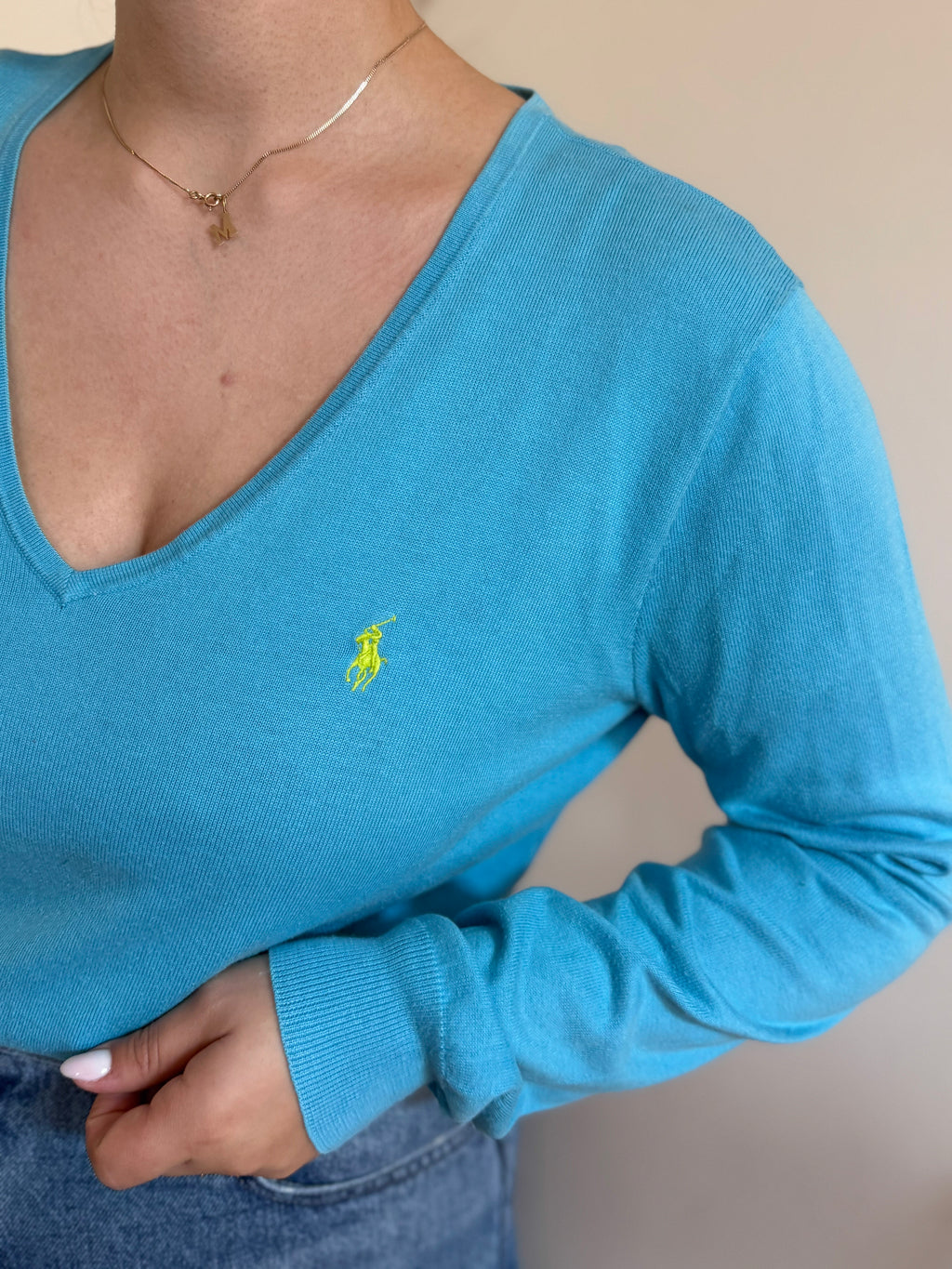 Ralph Lauren V-Neck Sweater 100% Cotton