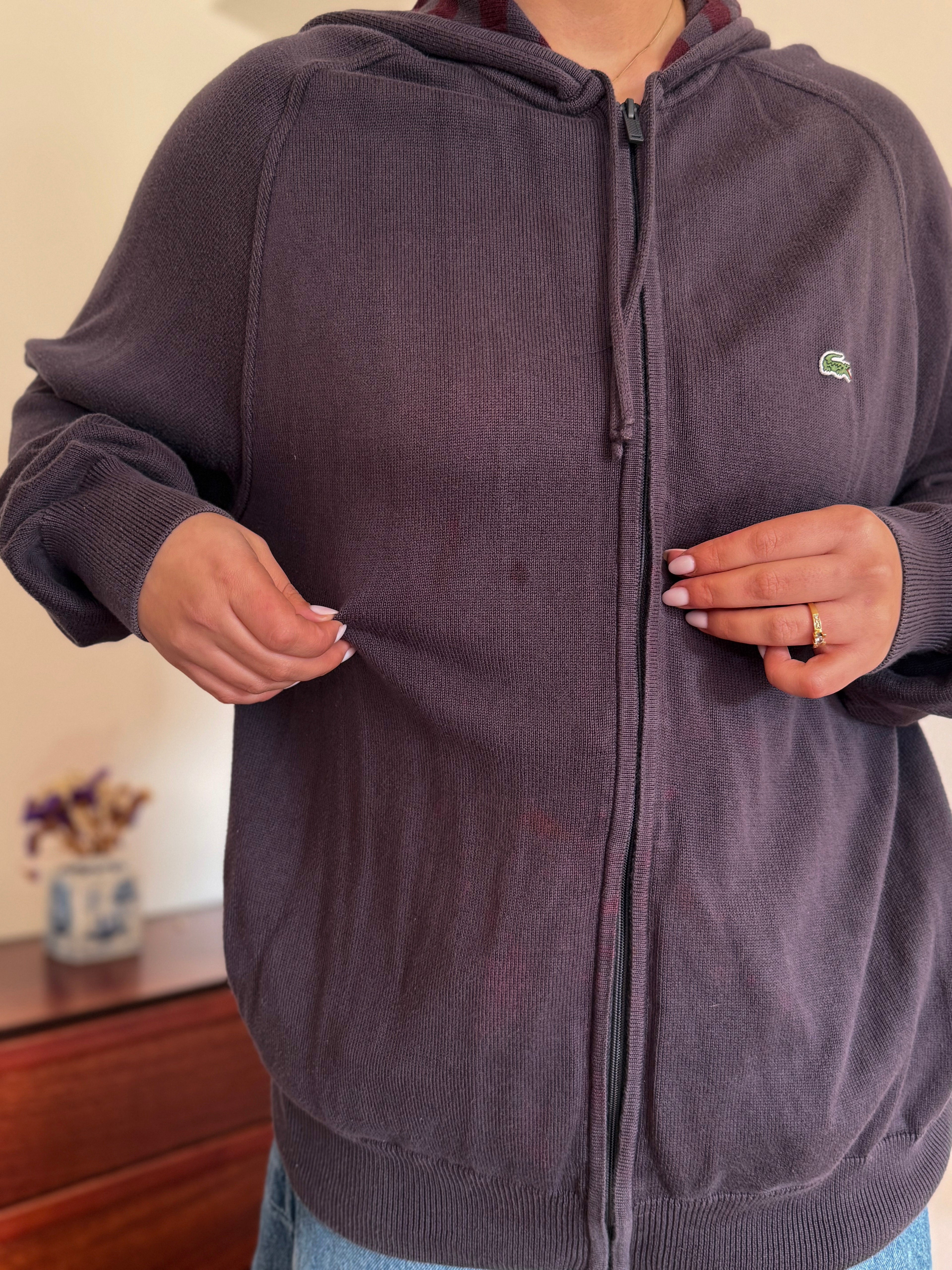 Lacoste Full Zip Knit Coat 100% Cotton