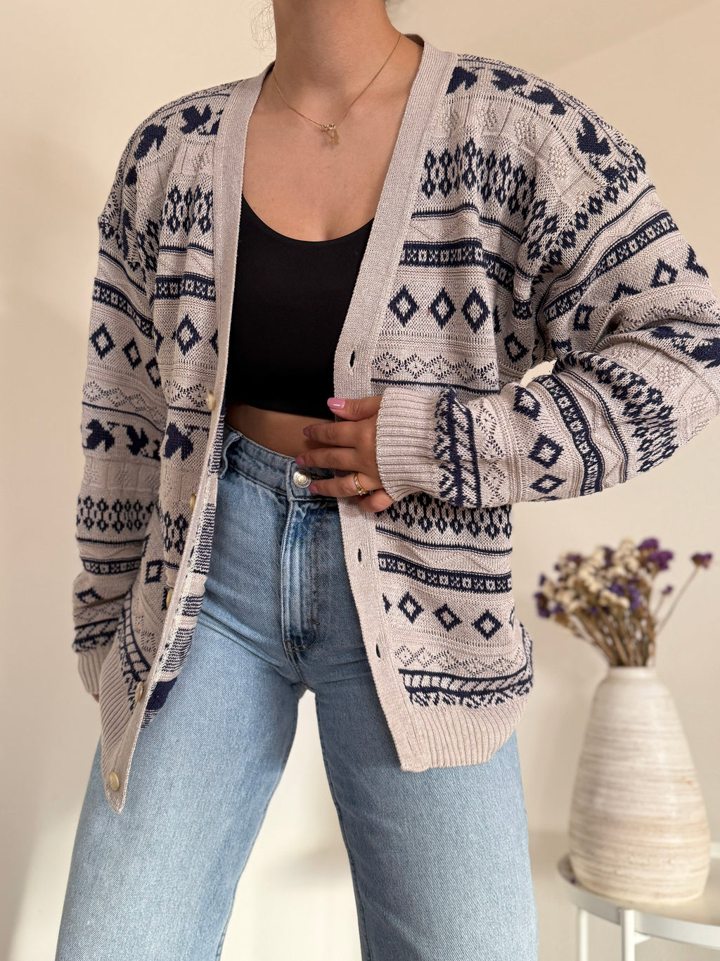 Vintage Cardigan 50% Algodão