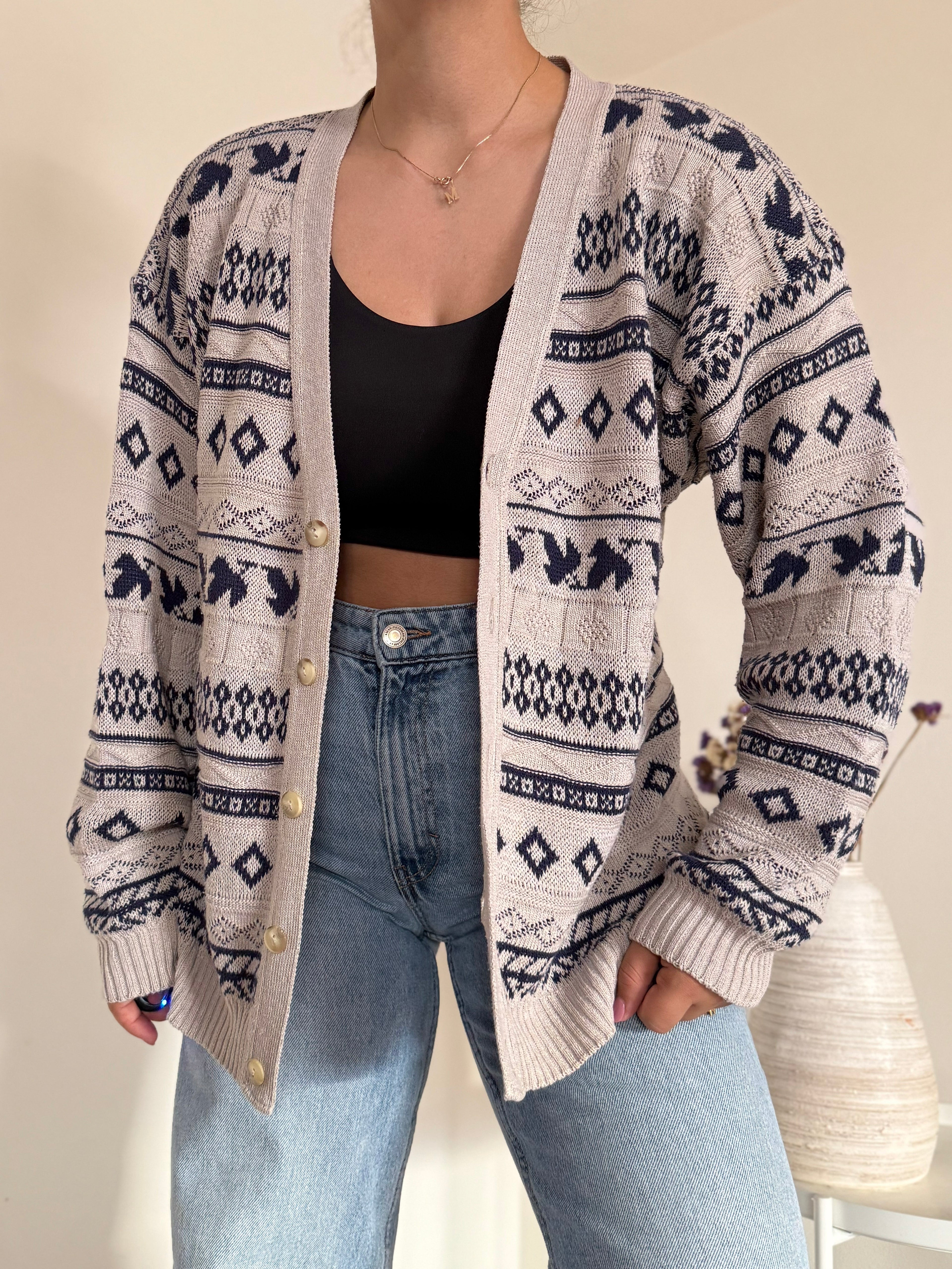 Vintage Cardigan 50% Algodão