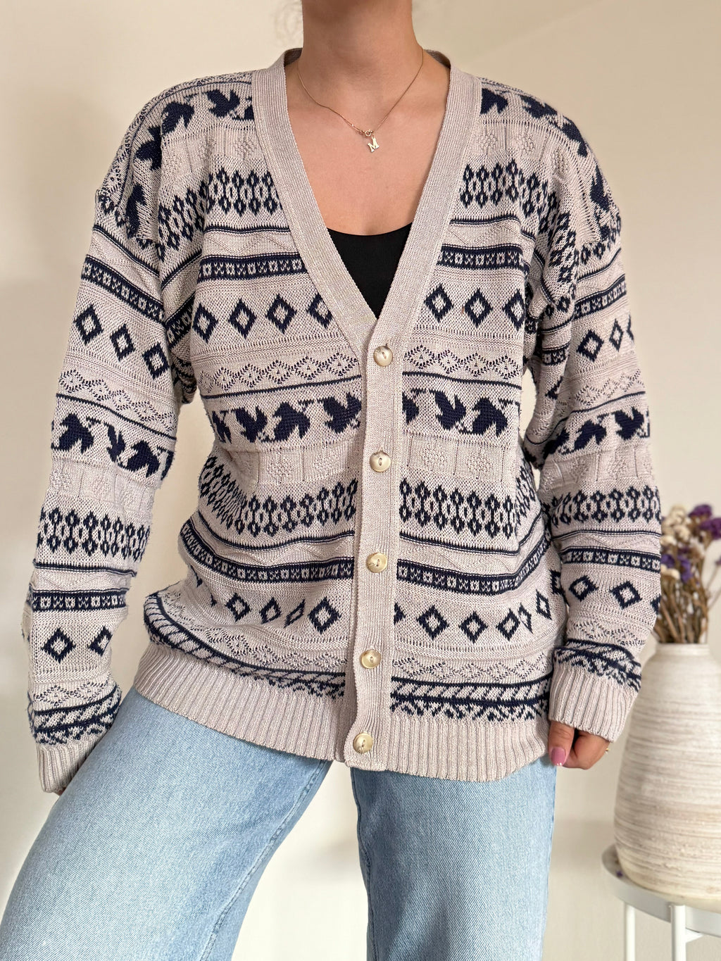 Vintage Cardigan 50% Algodão