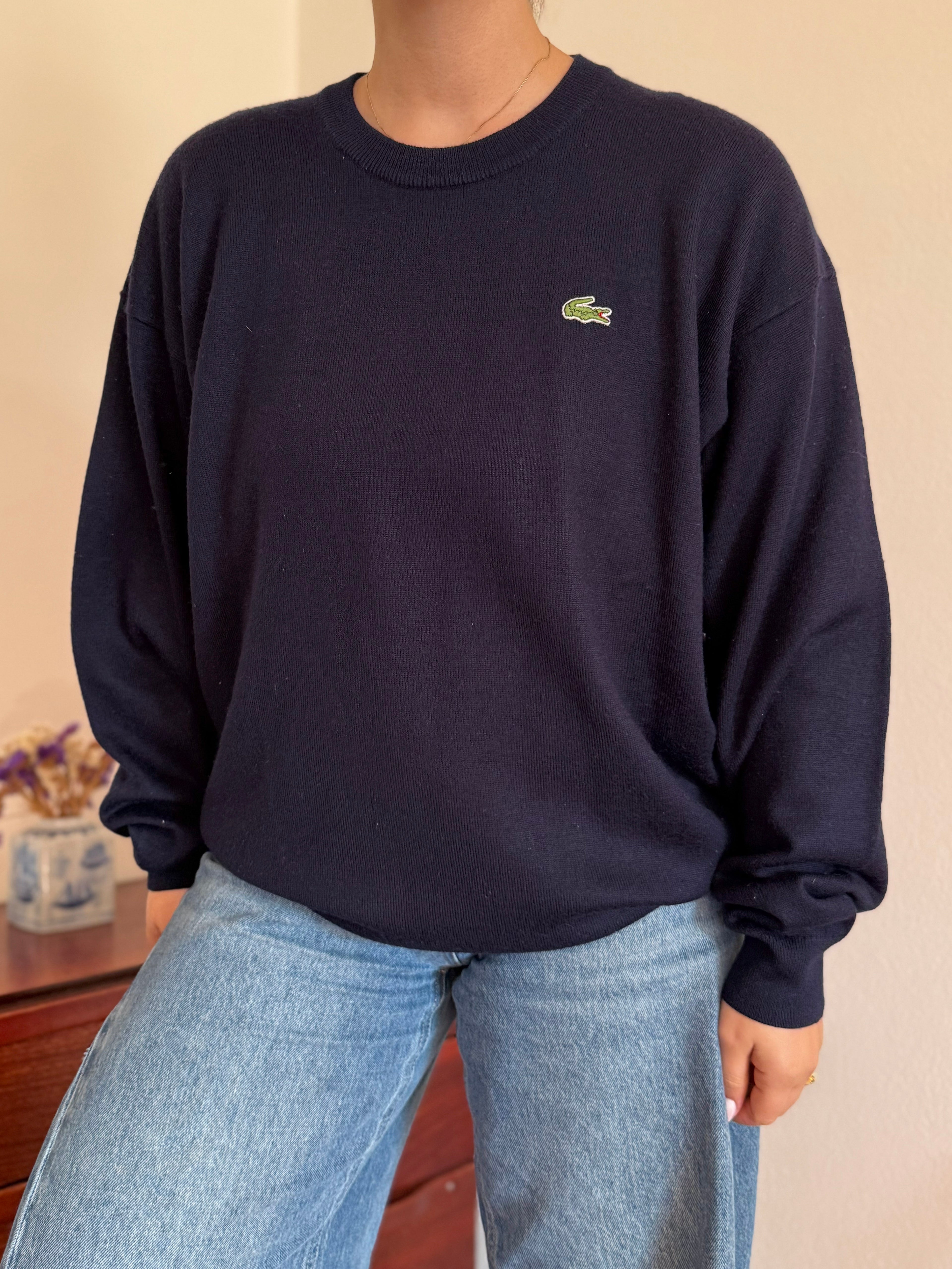 Lacoste Round Neck Knit Sweater 50% Wool 50% Acrylic