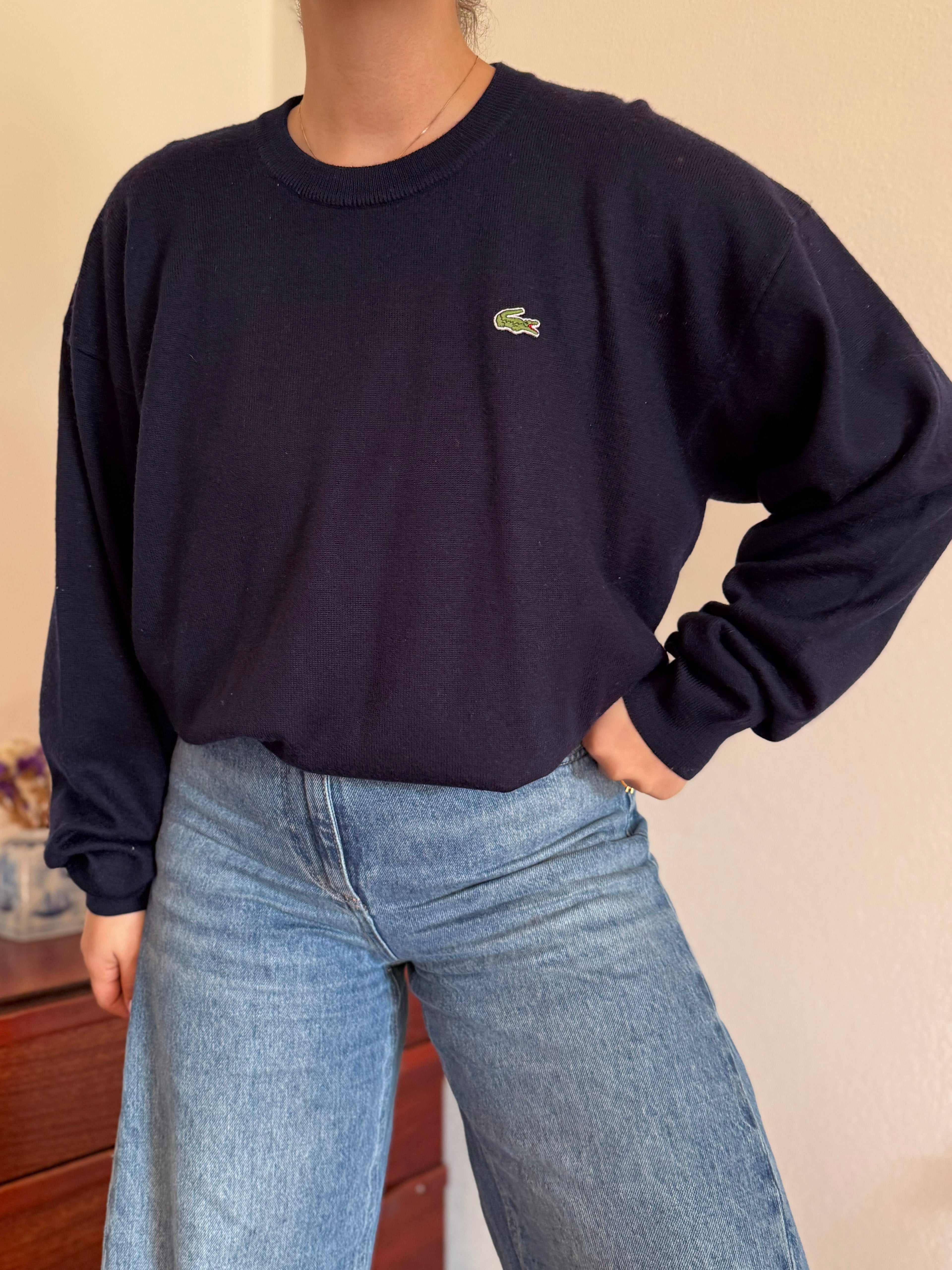 Lacoste Round Neck Knit Sweater 50% Wool 50% Acrylic