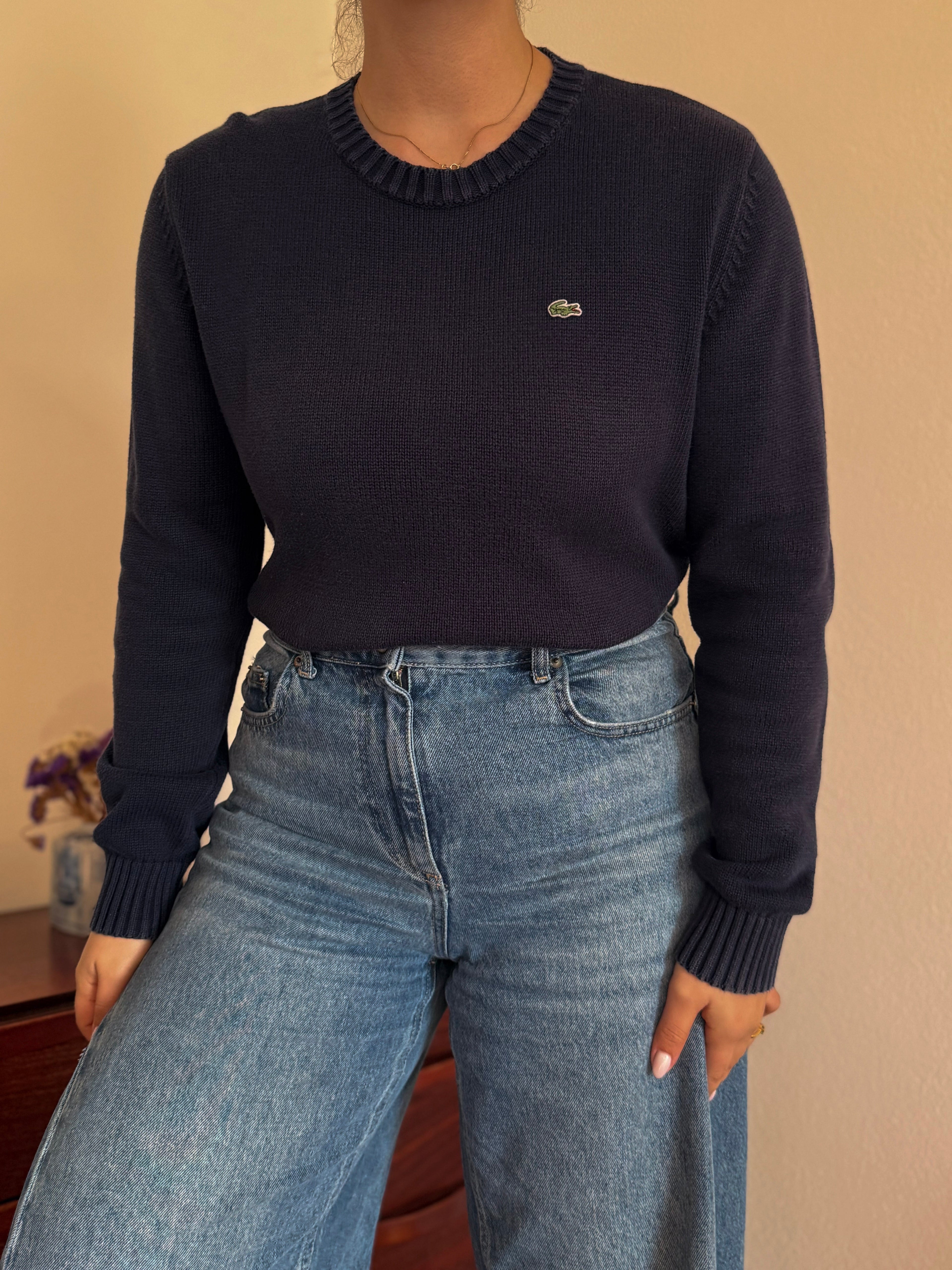 Lacoste Round Neck Knit Sweater 100% Cotton