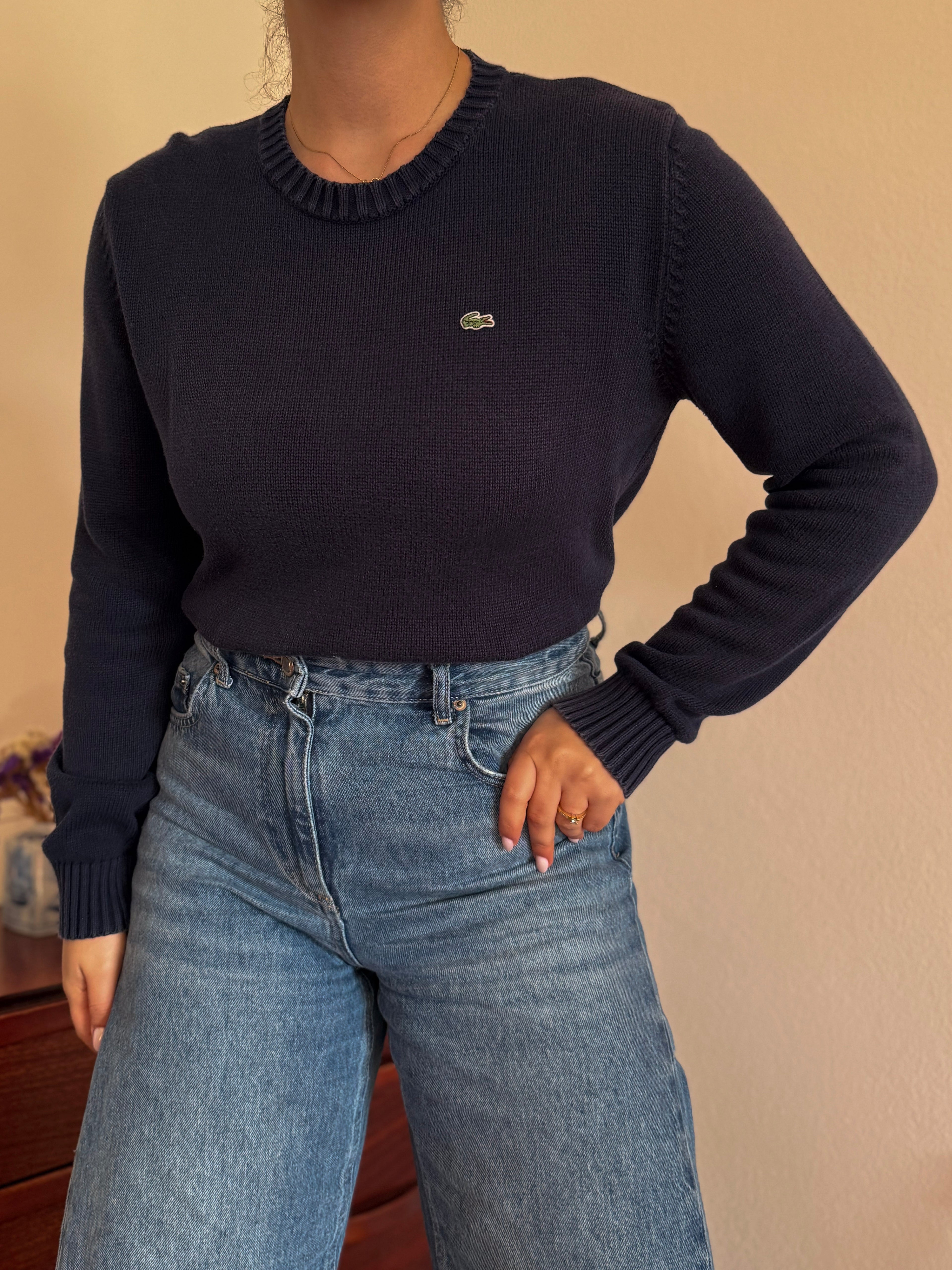 Lacoste Round Neck Knit Sweater 100% Cotton