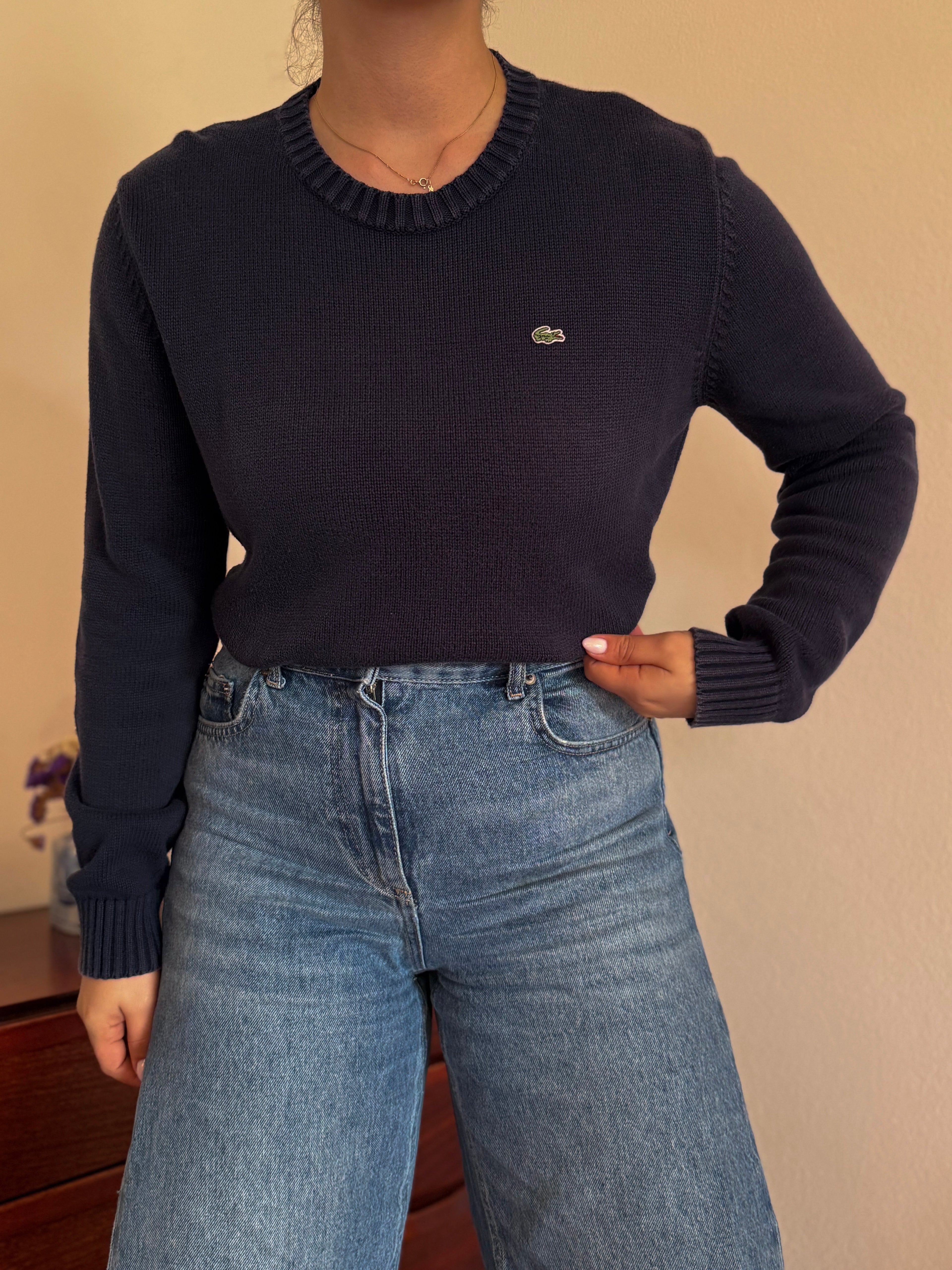 Lacoste Round Neck Knit Sweater 100% Cotton