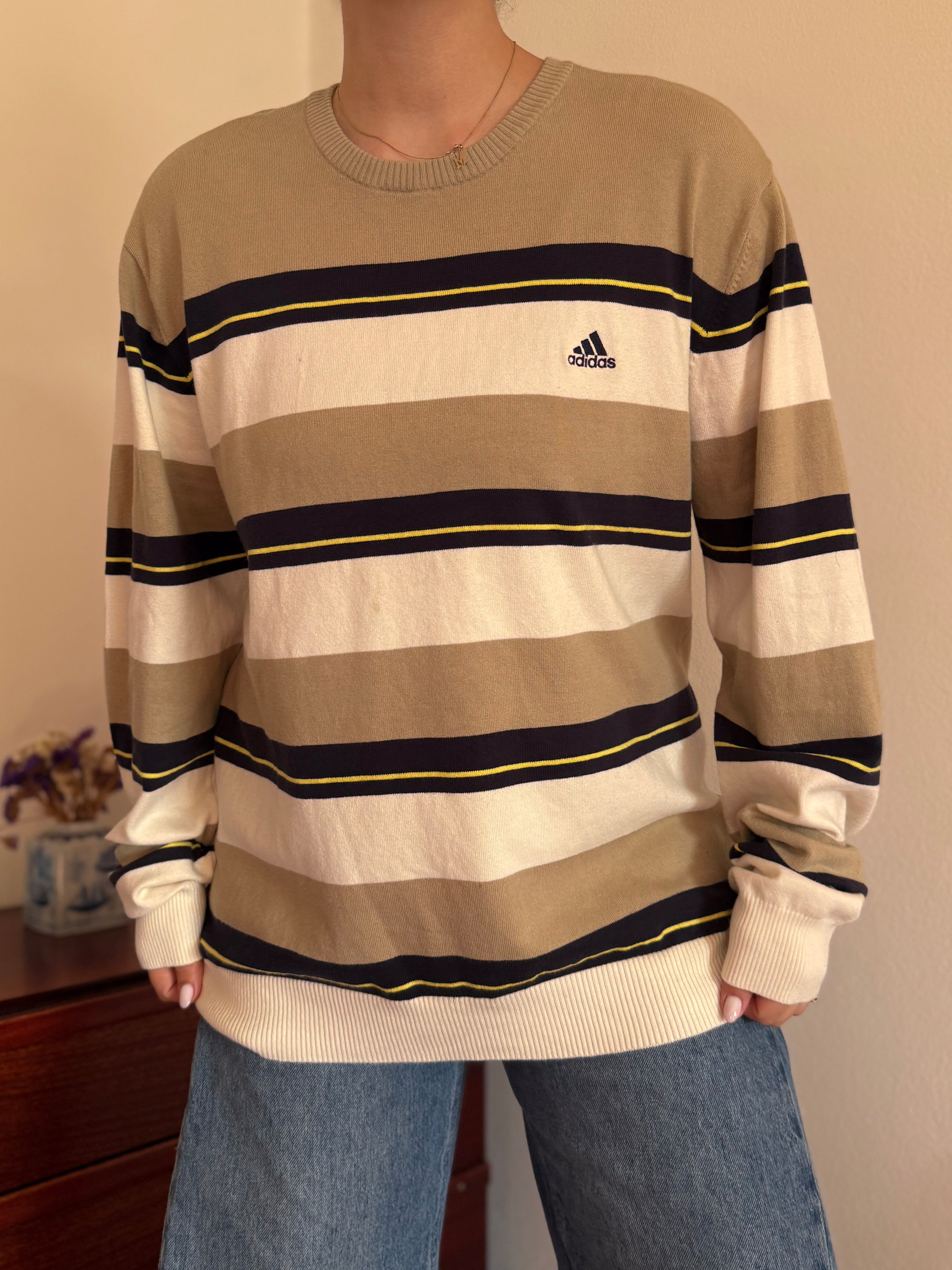 Adidas Round Neck Knit Sweater 80% Cotton