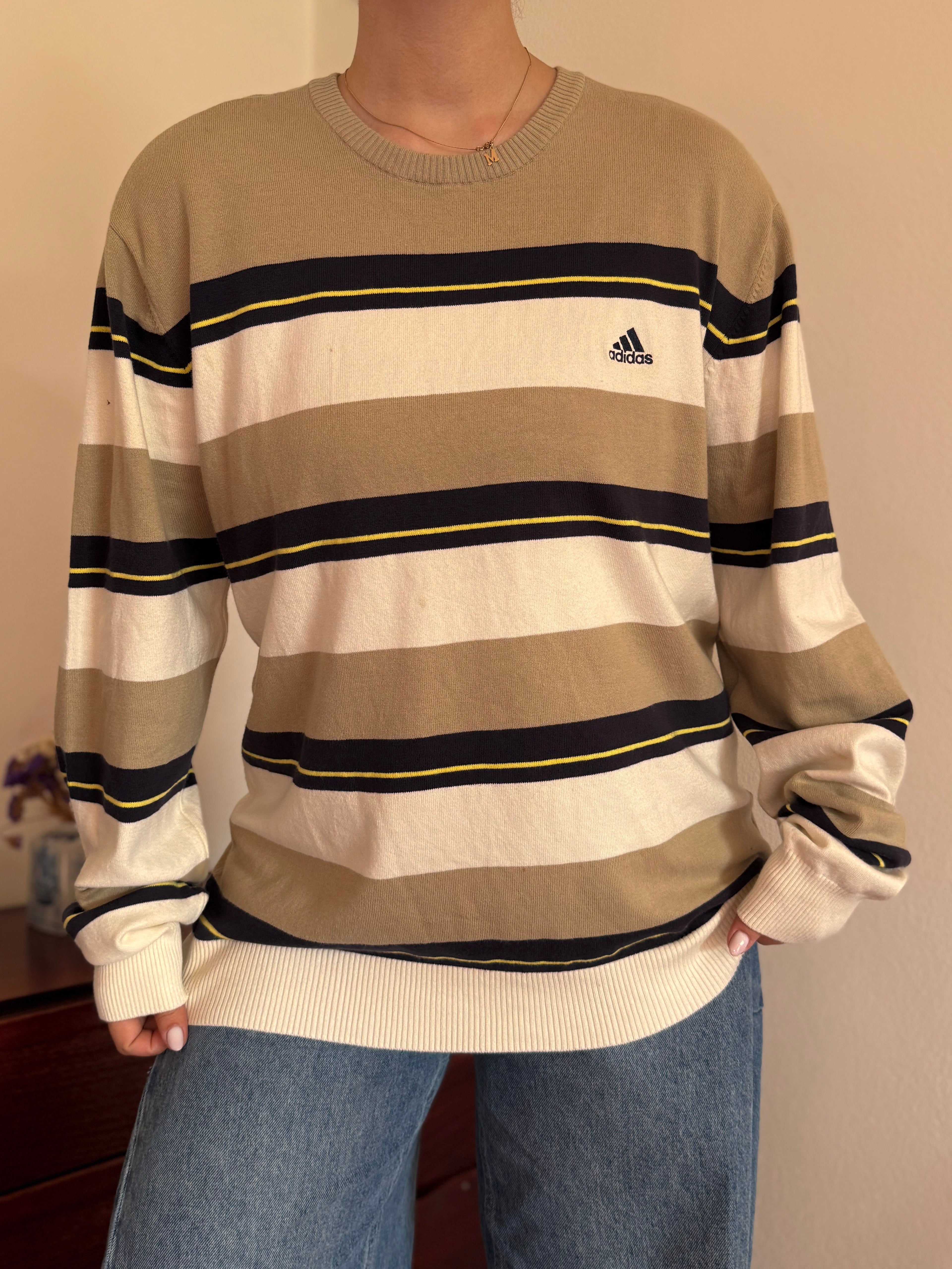 Adidas Round Neck Knit Sweater 80% Cotton