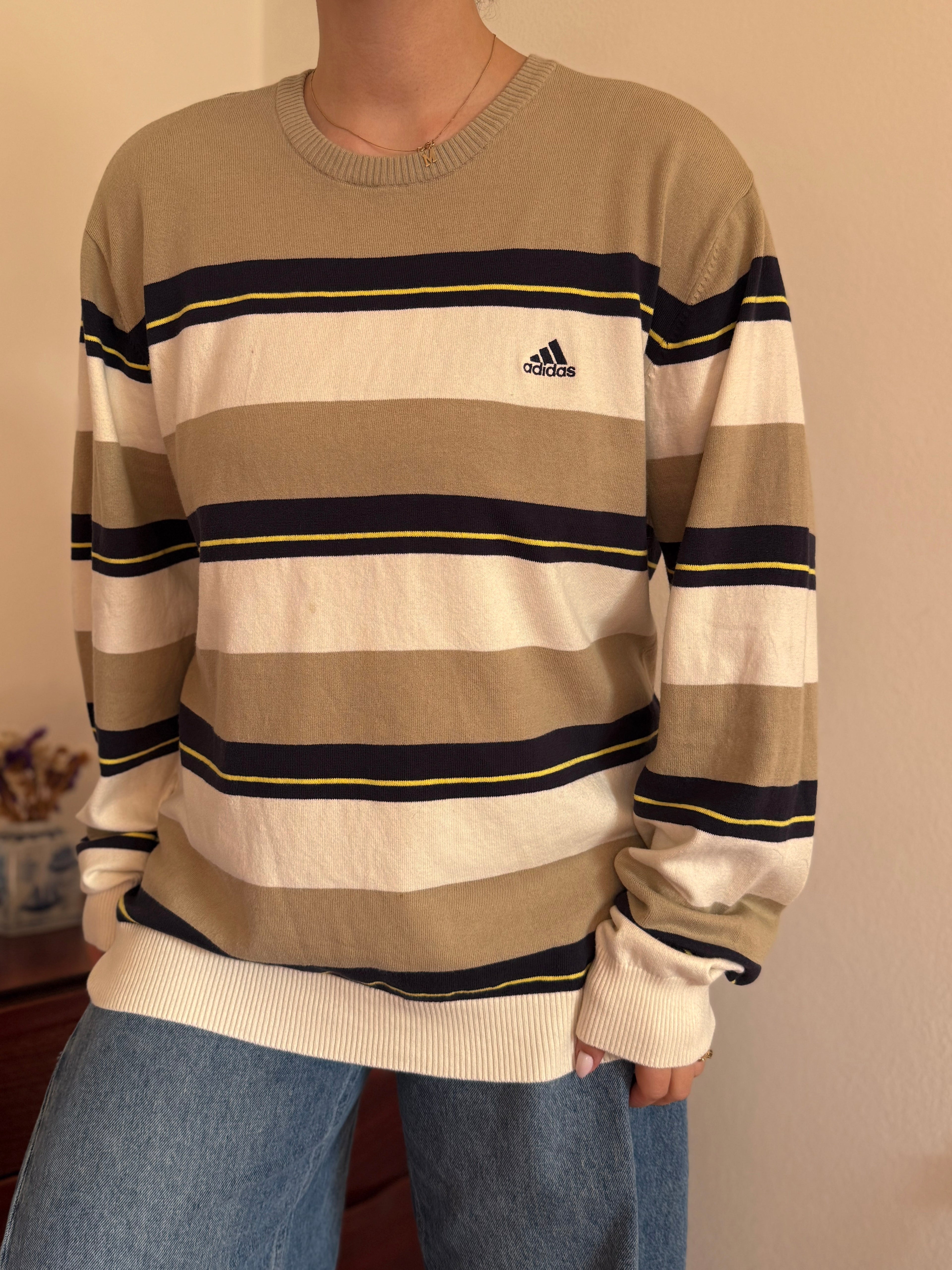 Adidas Round Neck Knit Sweater 80% Cotton