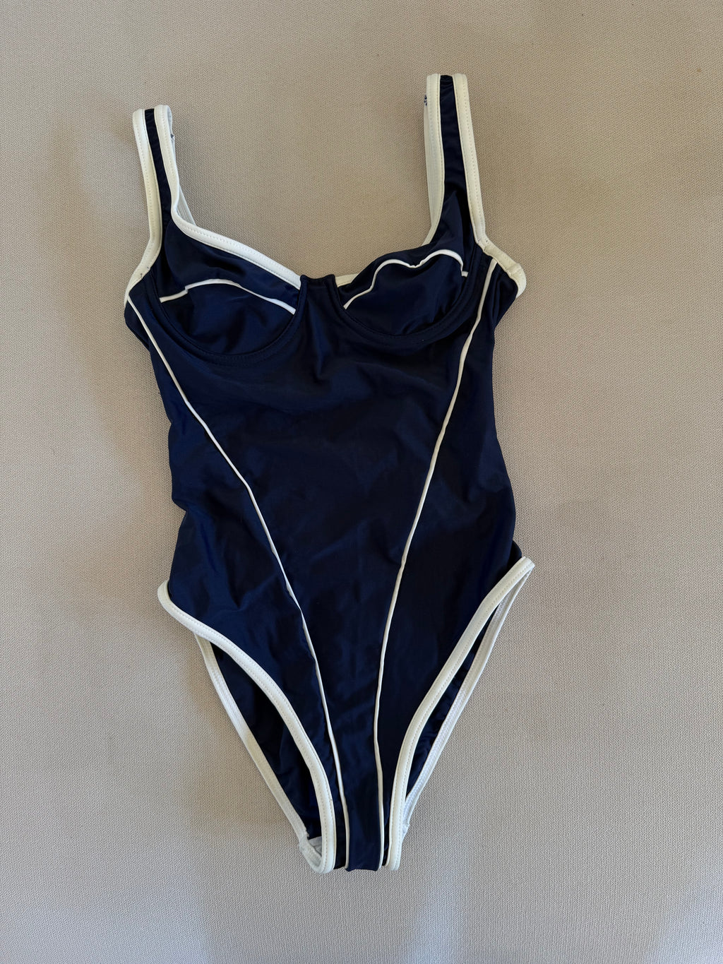 Fato de Banho Vintage Lusmar Azul e Branco c/ Aro (Veste S)