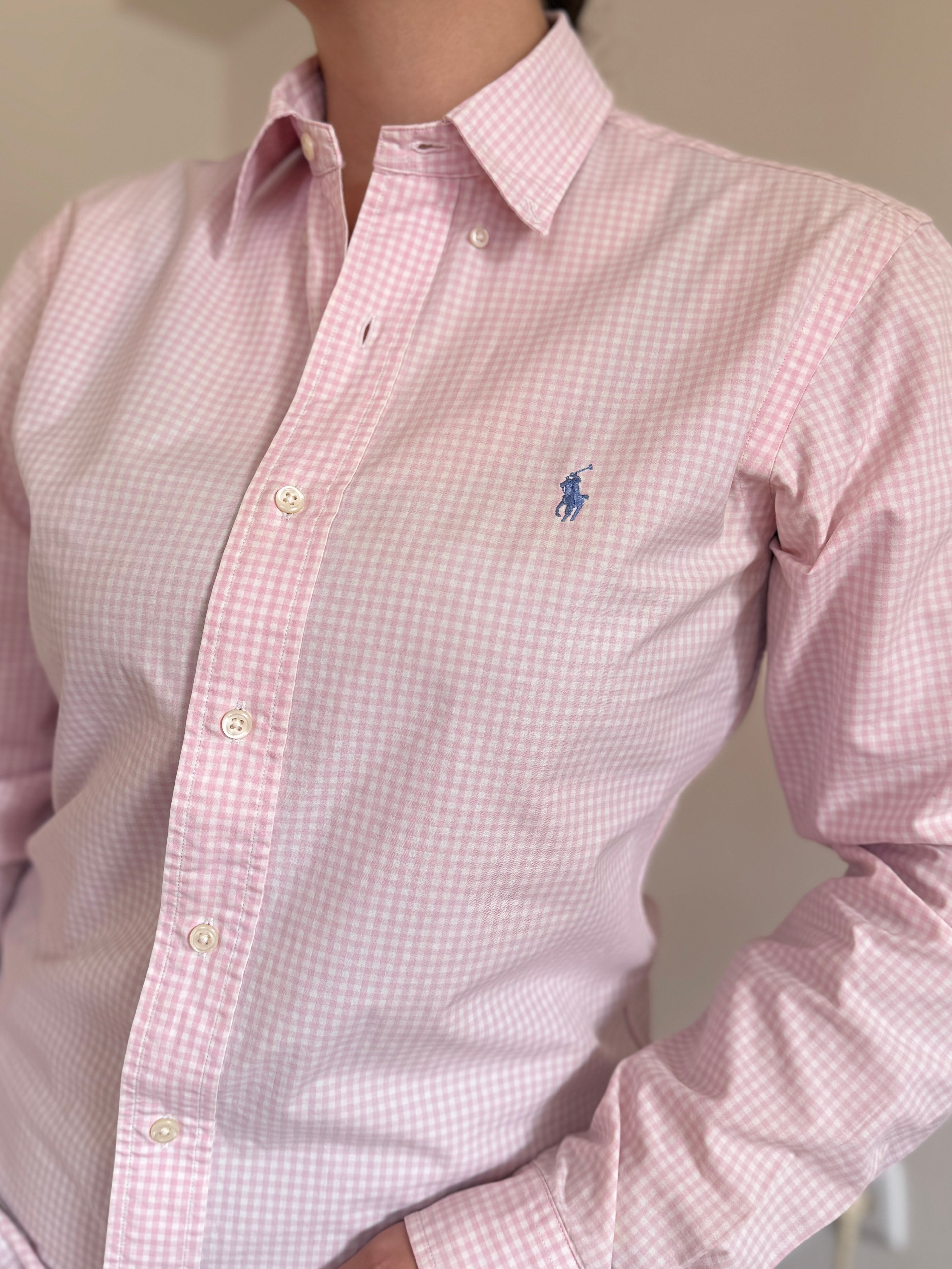 Polo Ralph Lauren Pink Plaid Shirt Costum Fit 100% Cotton