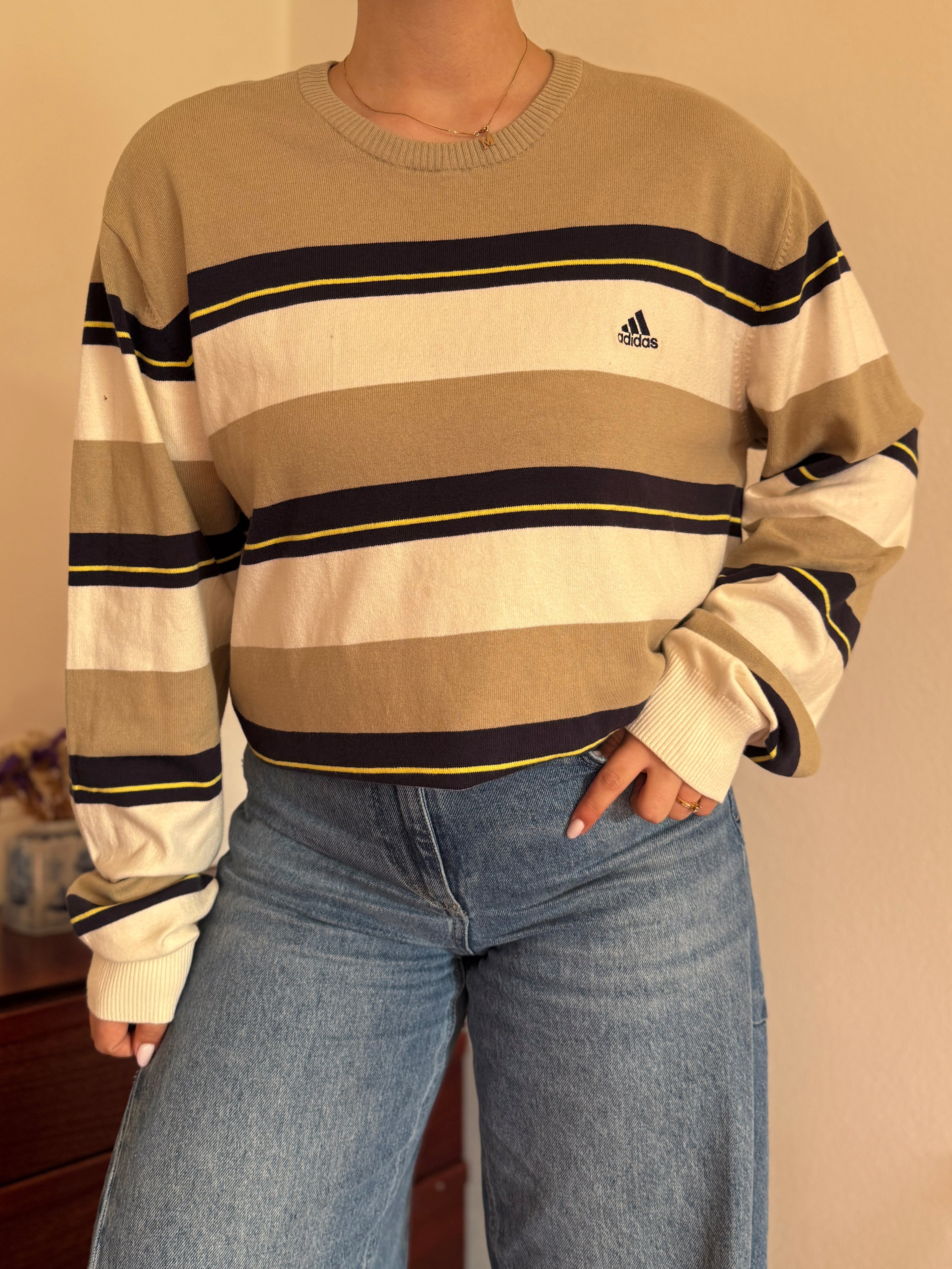 Adidas Round Neck Knit Sweater 80% Cotton