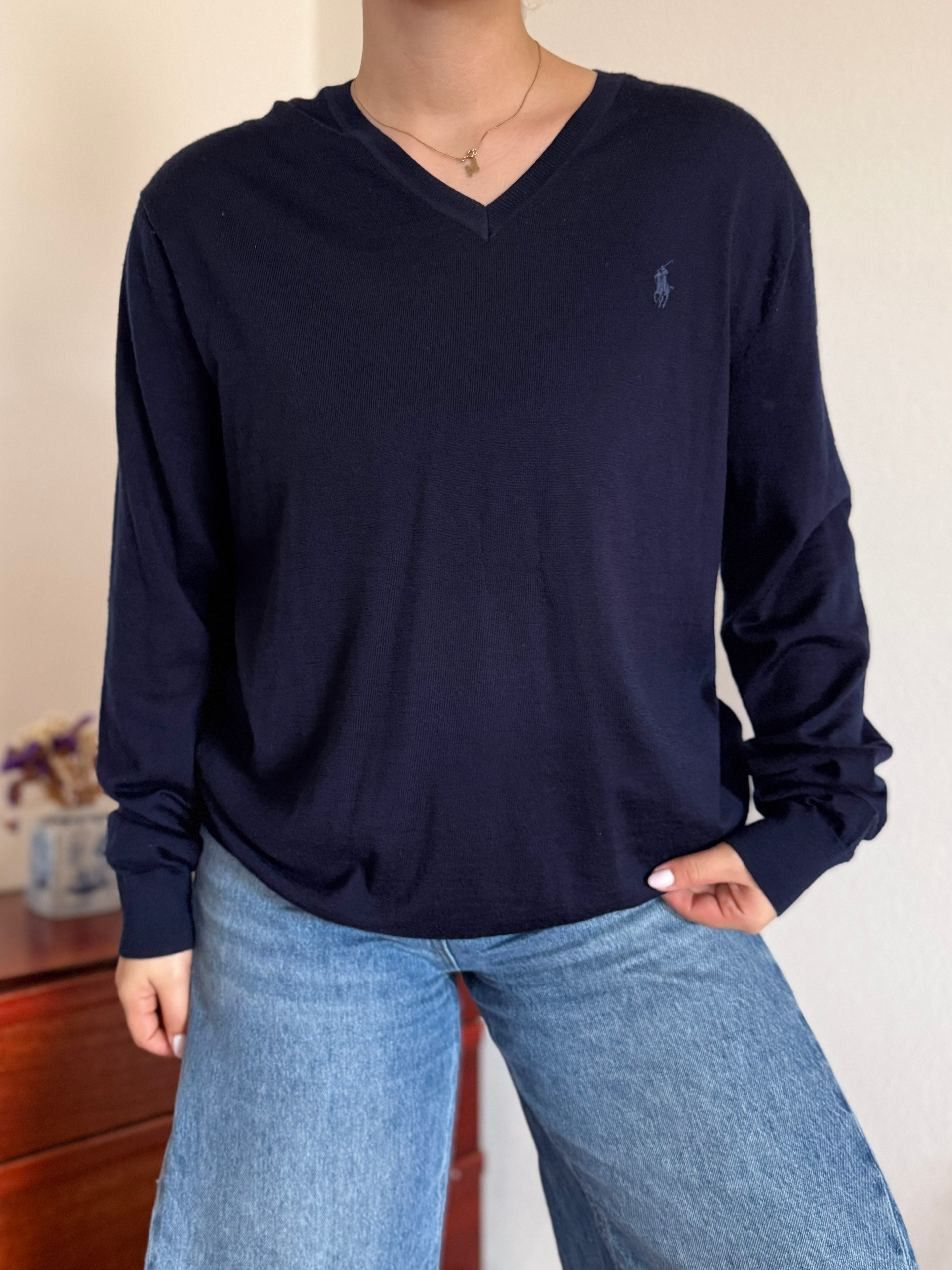 Polo Ralph Lauren V-Neck Sweater 100% Merino Wool