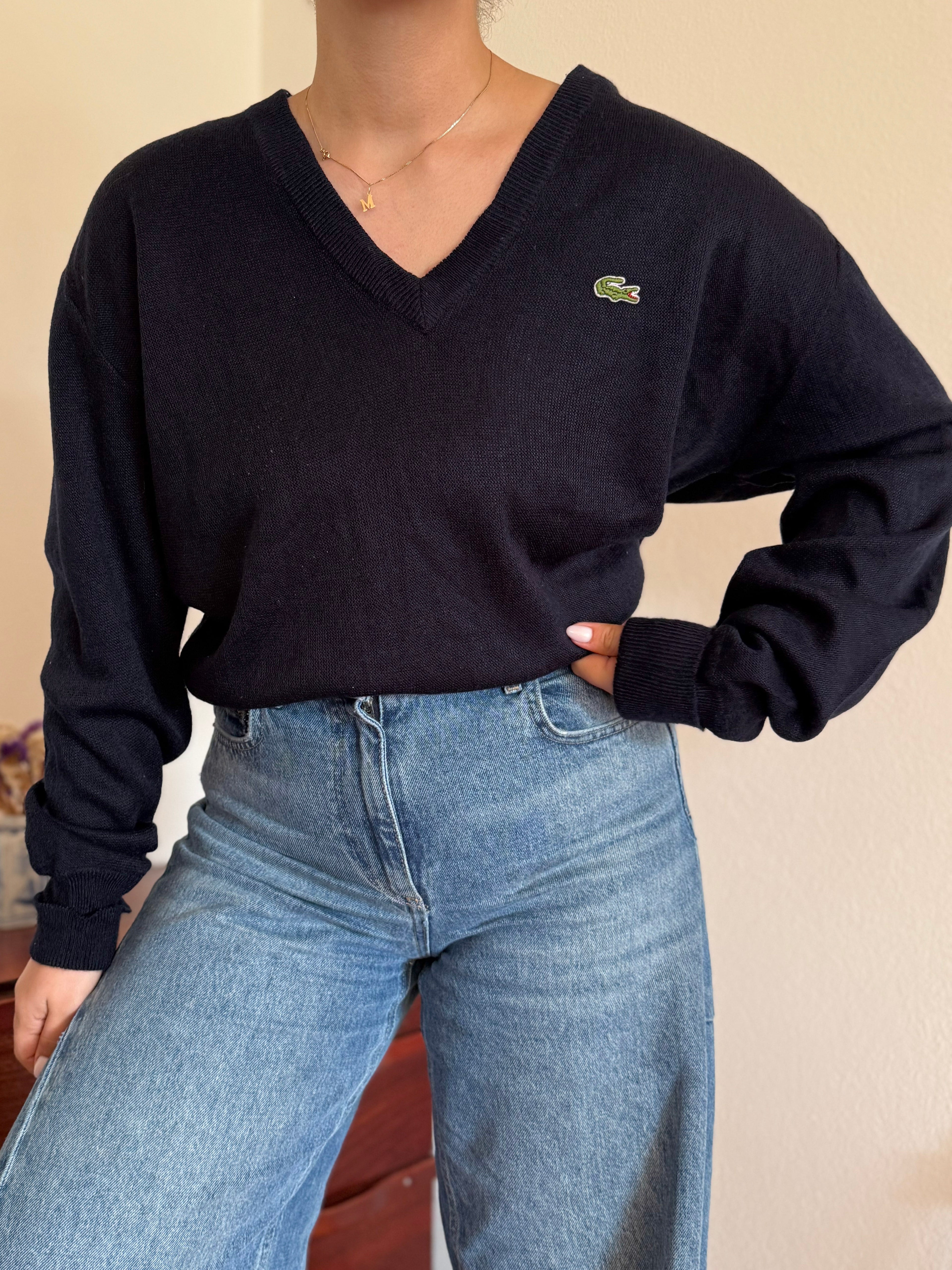 Lacoste V-Neck Knit Sweater 100% Acrylic