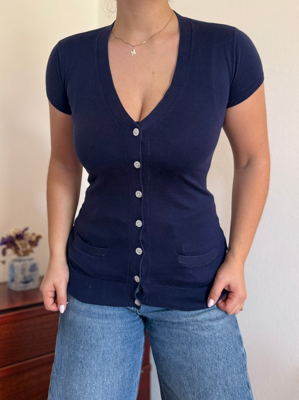 Ralph Lauren V-Neck Knit Top 100% Cotton