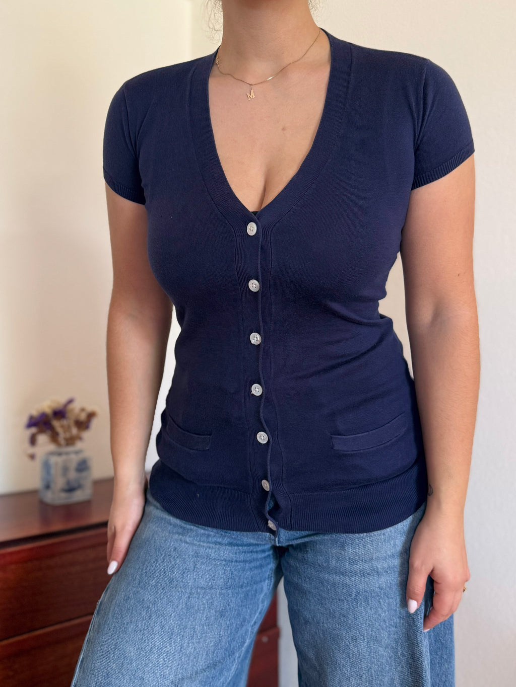 Ralph Lauren V-Neck Knit Top 100% Cotton