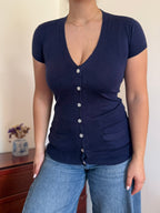 Ralph Lauren V-Neck Knit Top 100% Cotton