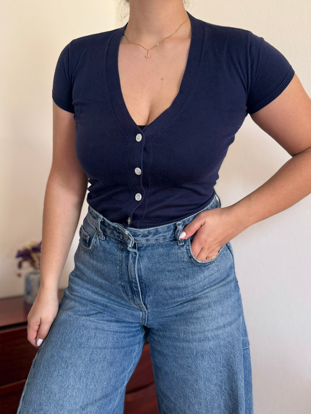 Ralph Lauren V-Neck Knit Top 100% Cotton