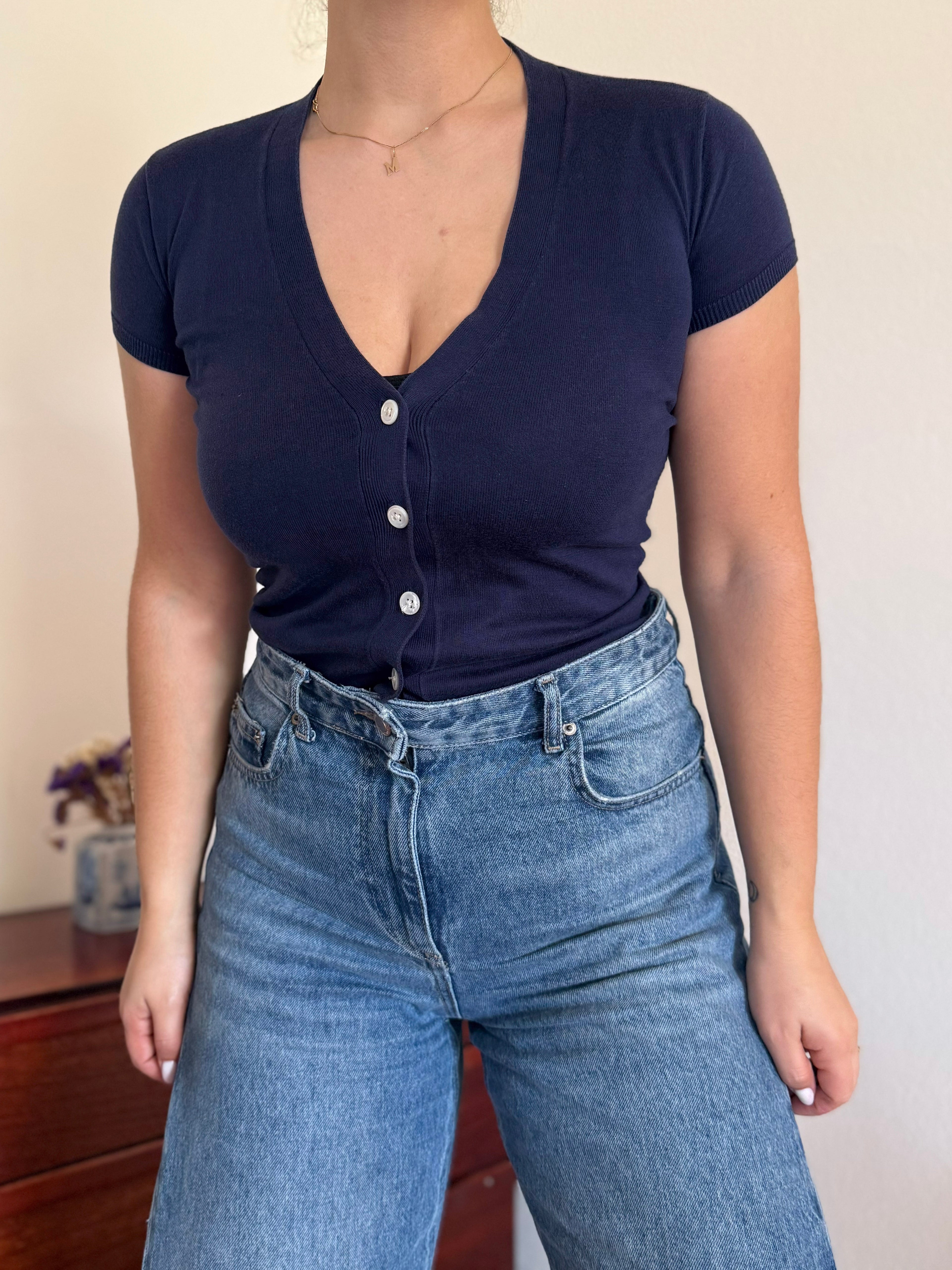 Ralph Lauren V-Neck Knit Top 100% Cotton