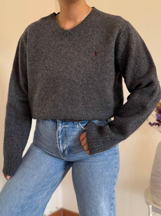 Ralph Lauren V-Neck Knit 100% Lã