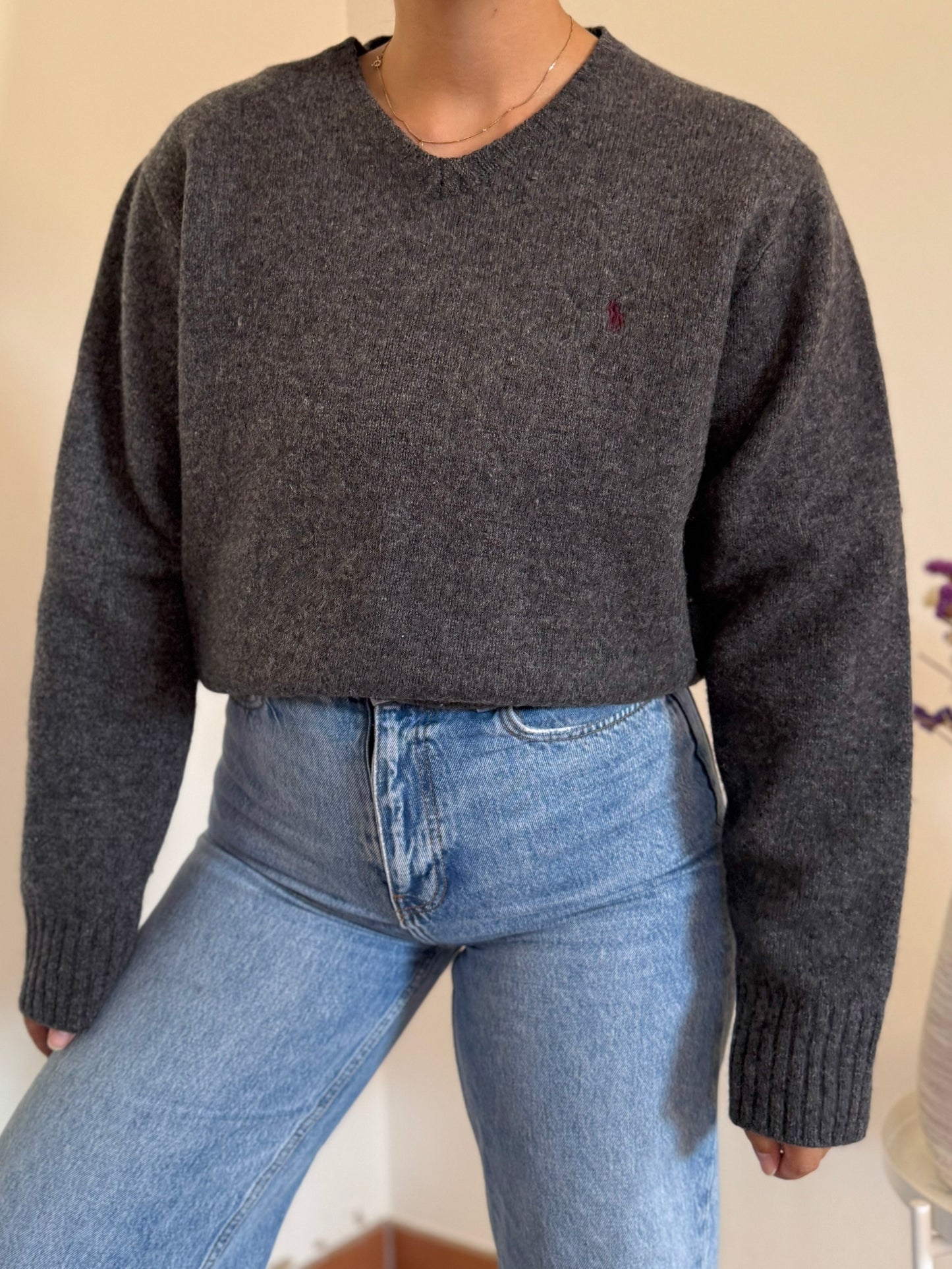 Ralph Lauren V-Neck Knit 100% Lã