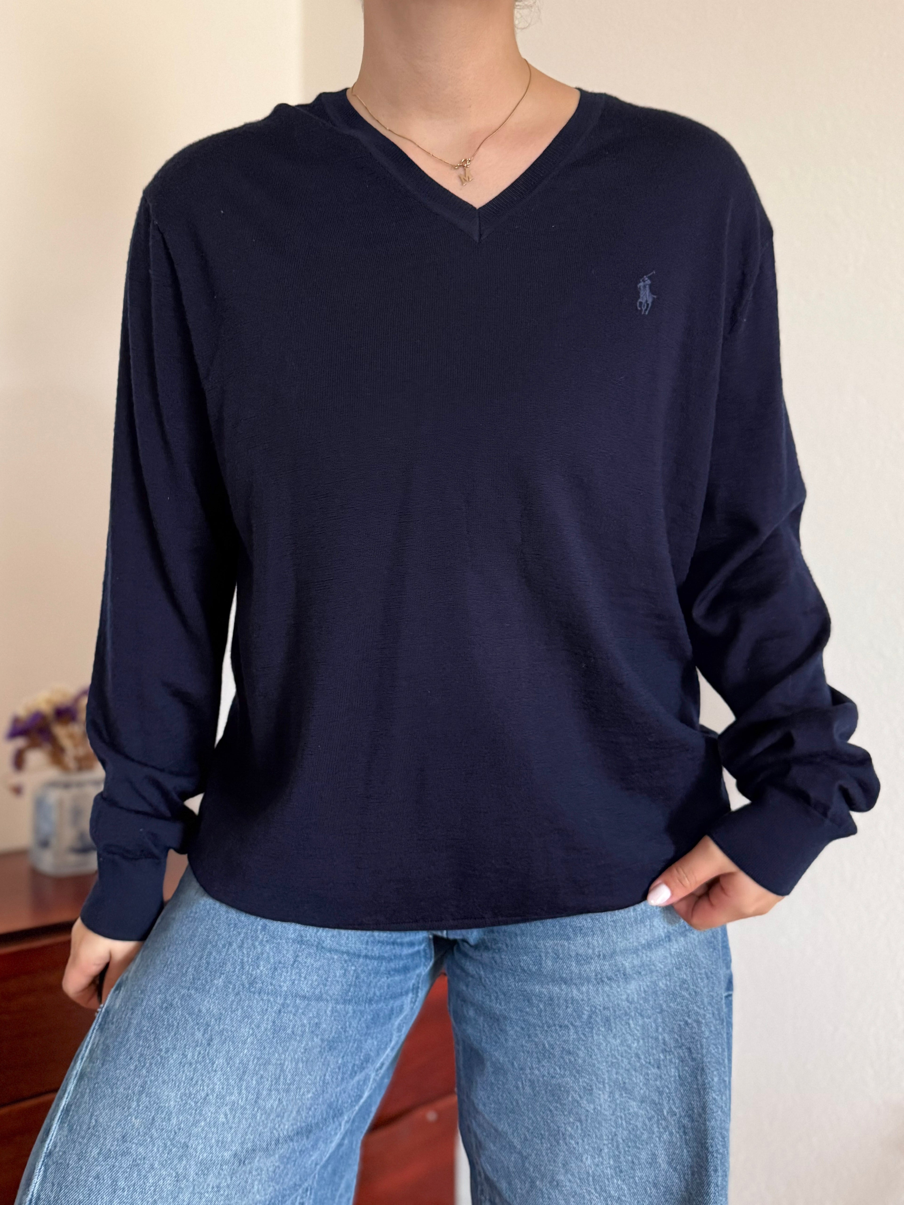 Polo Ralph Lauren V-Neck Sweater 100% Merino Wool