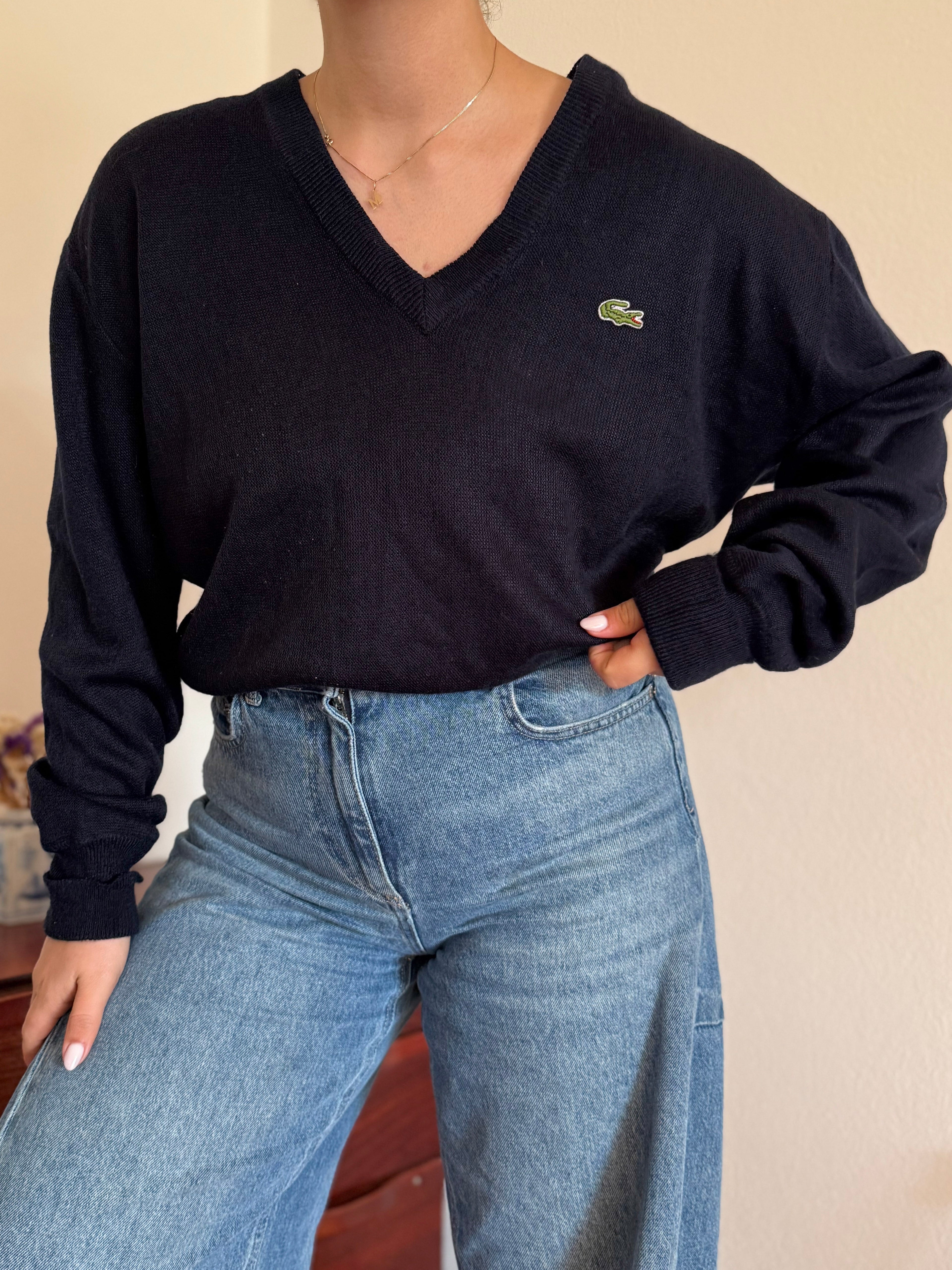 Lacoste V-Neck Knit Sweater 100% Acrylic