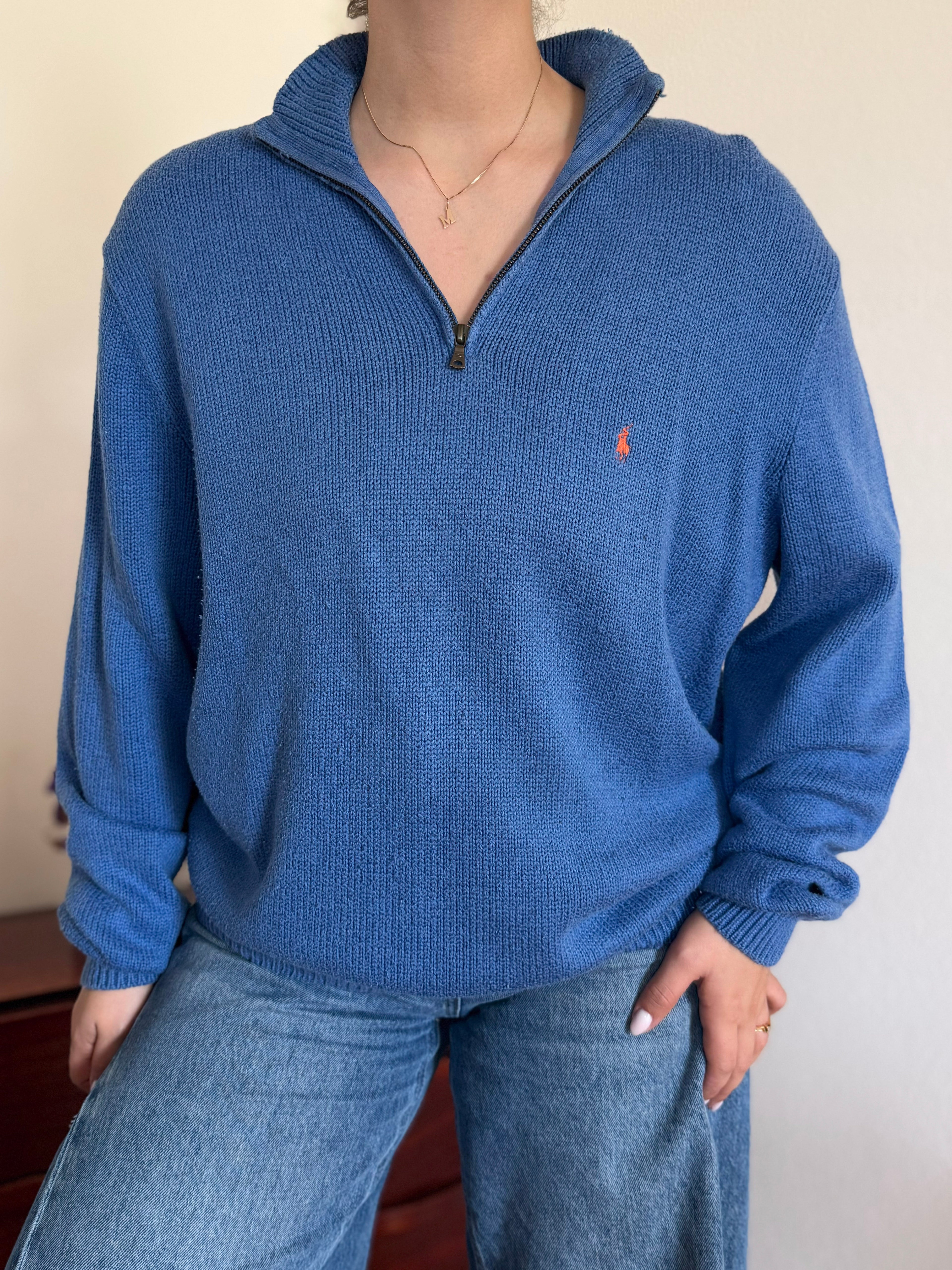 Polo Ralph Lauren 1/4 Zip Neck Sweater 100% Cotton