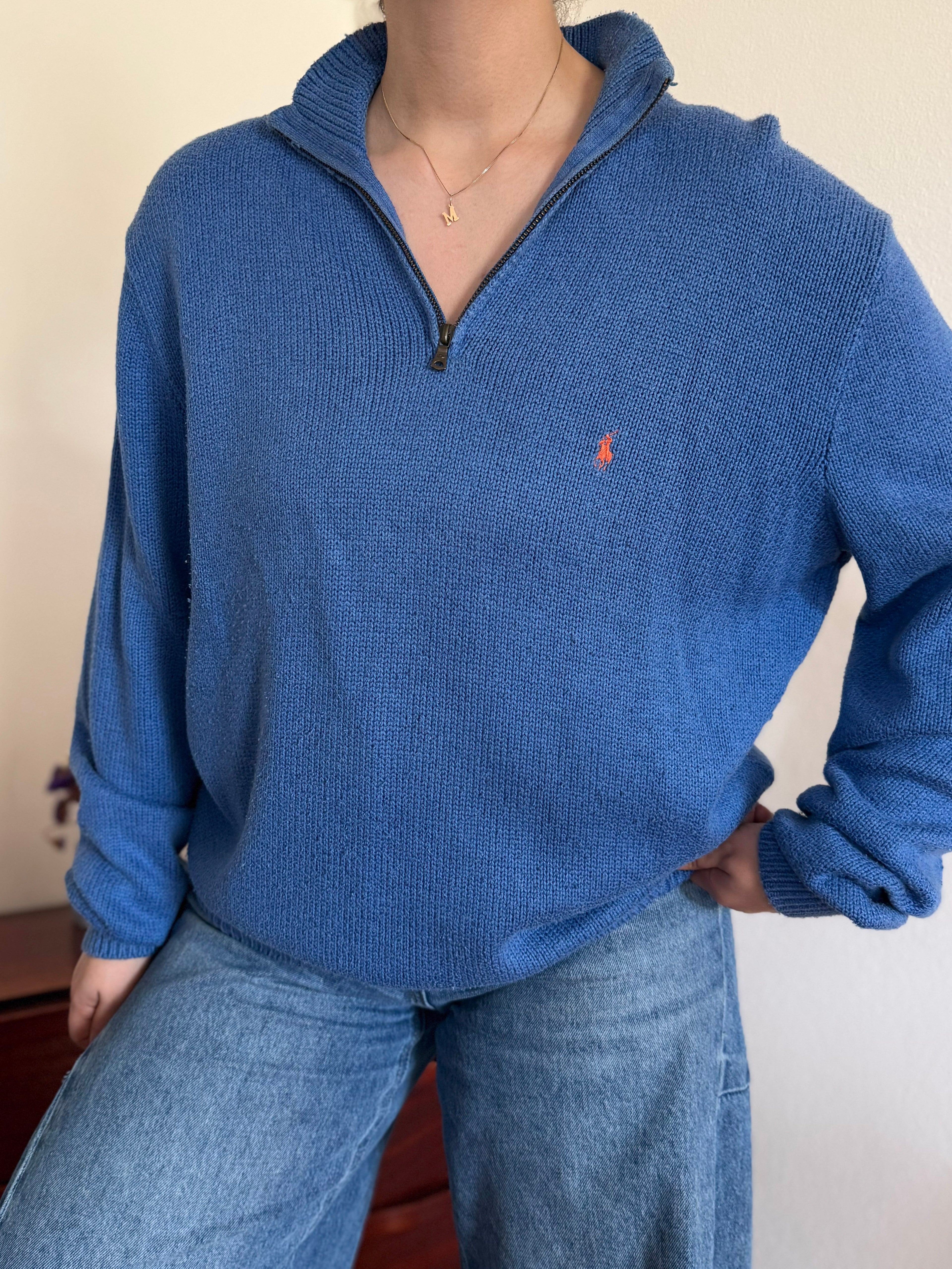 Polo Ralph Lauren 1/4 Zip Neck Sweater 100% Cotton