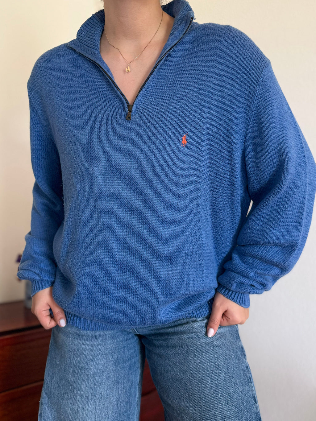 Polo Ralph Lauren 1/4 Zip Neck Sweater 100% Cotton