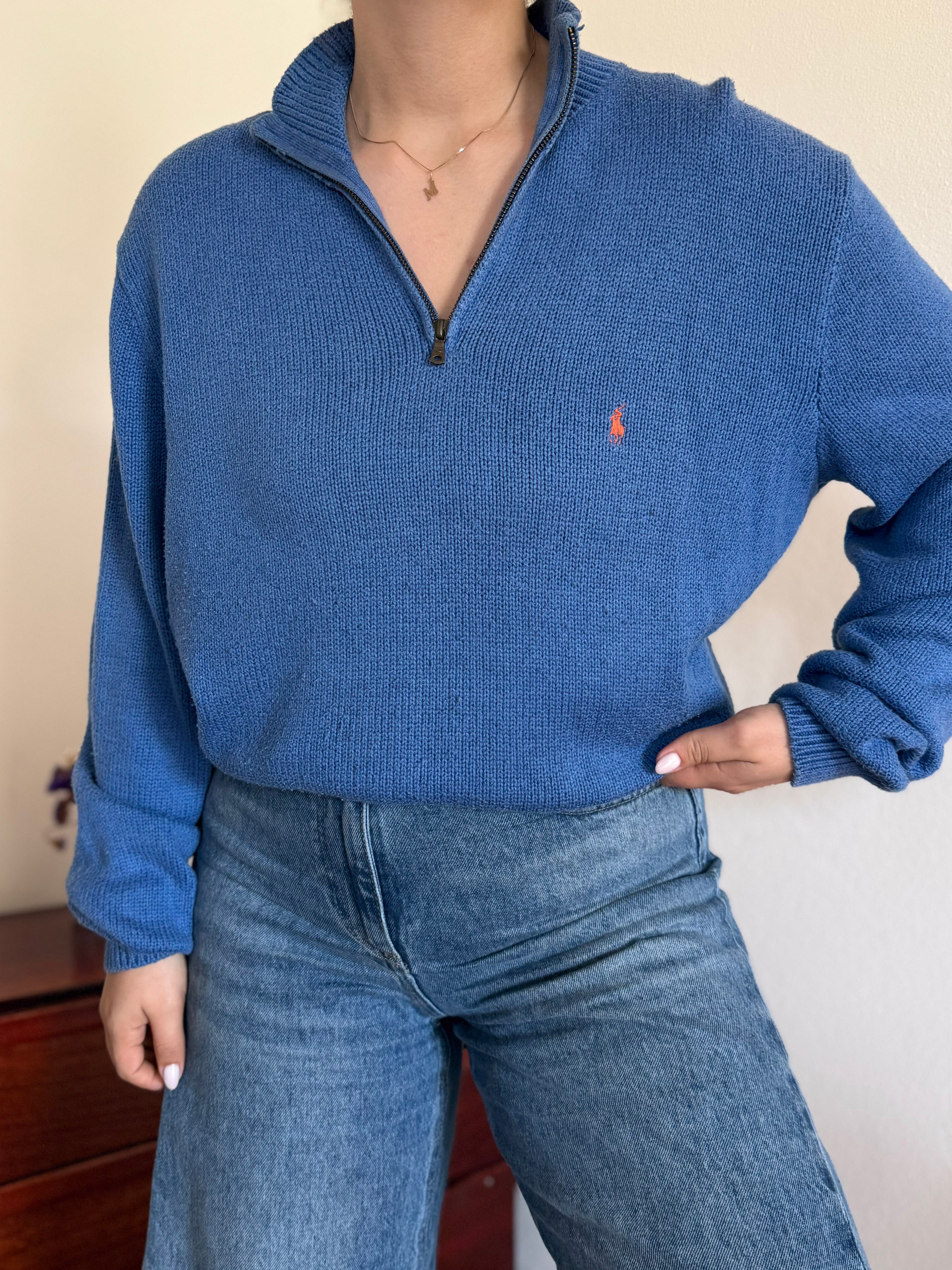 Polo Ralph Lauren 1/4 Zip Neck Sweater 100% Cotton