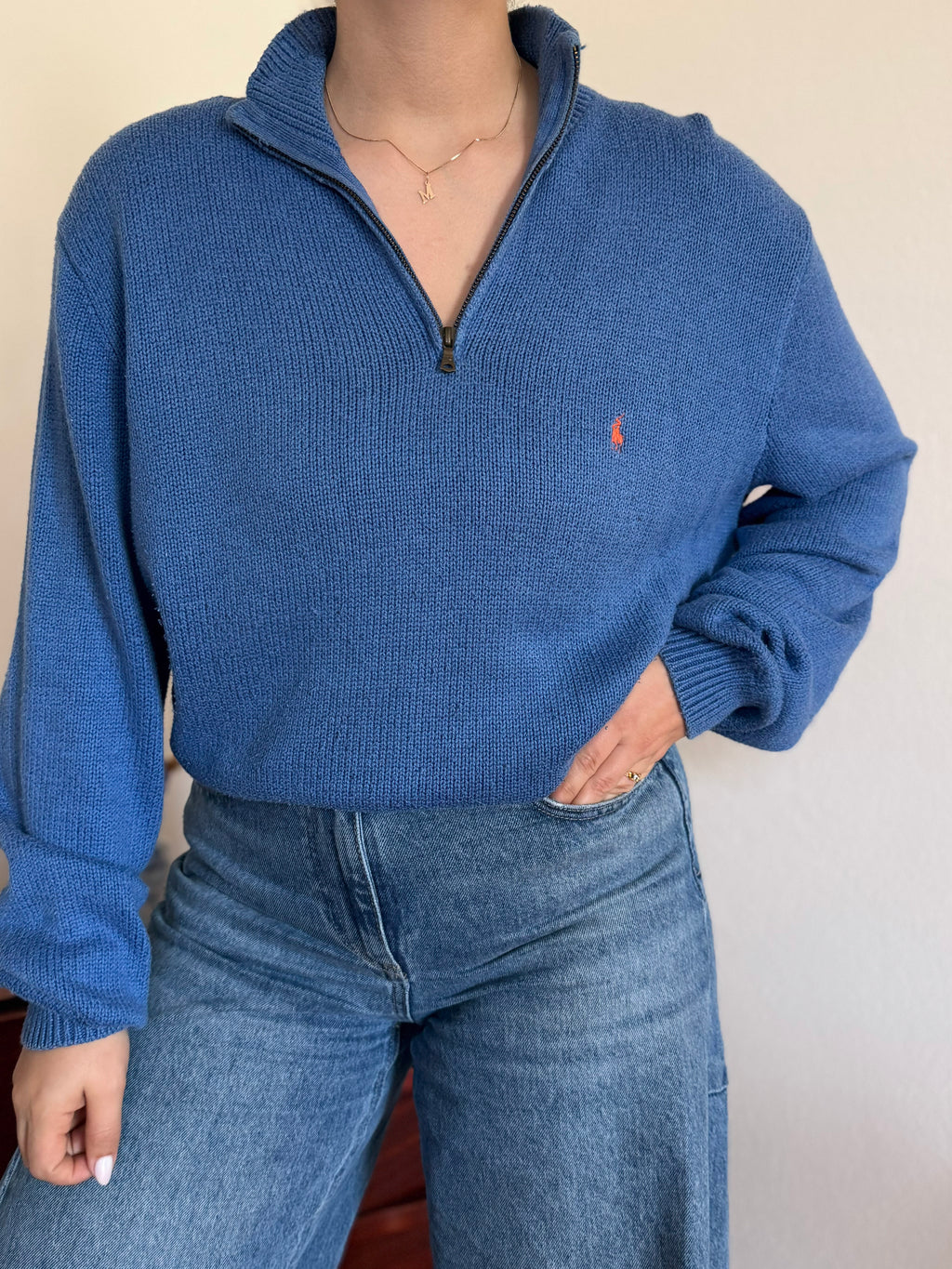 Polo Ralph Lauren 1/4 Zip Neck Sweater 100% Cotton
