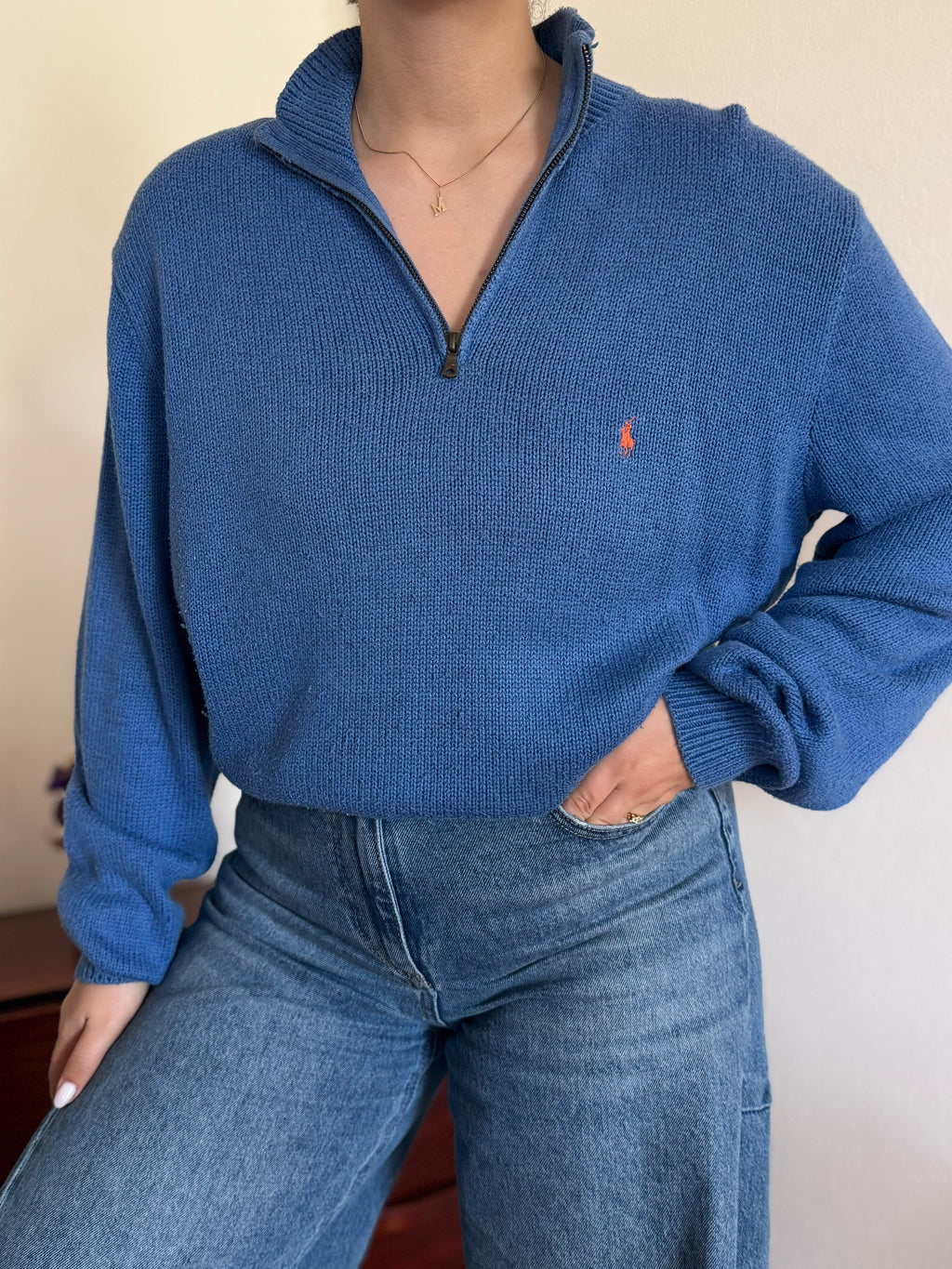 Polo Ralph Lauren 1/4 Zip Neck Sweater 100% Cotton