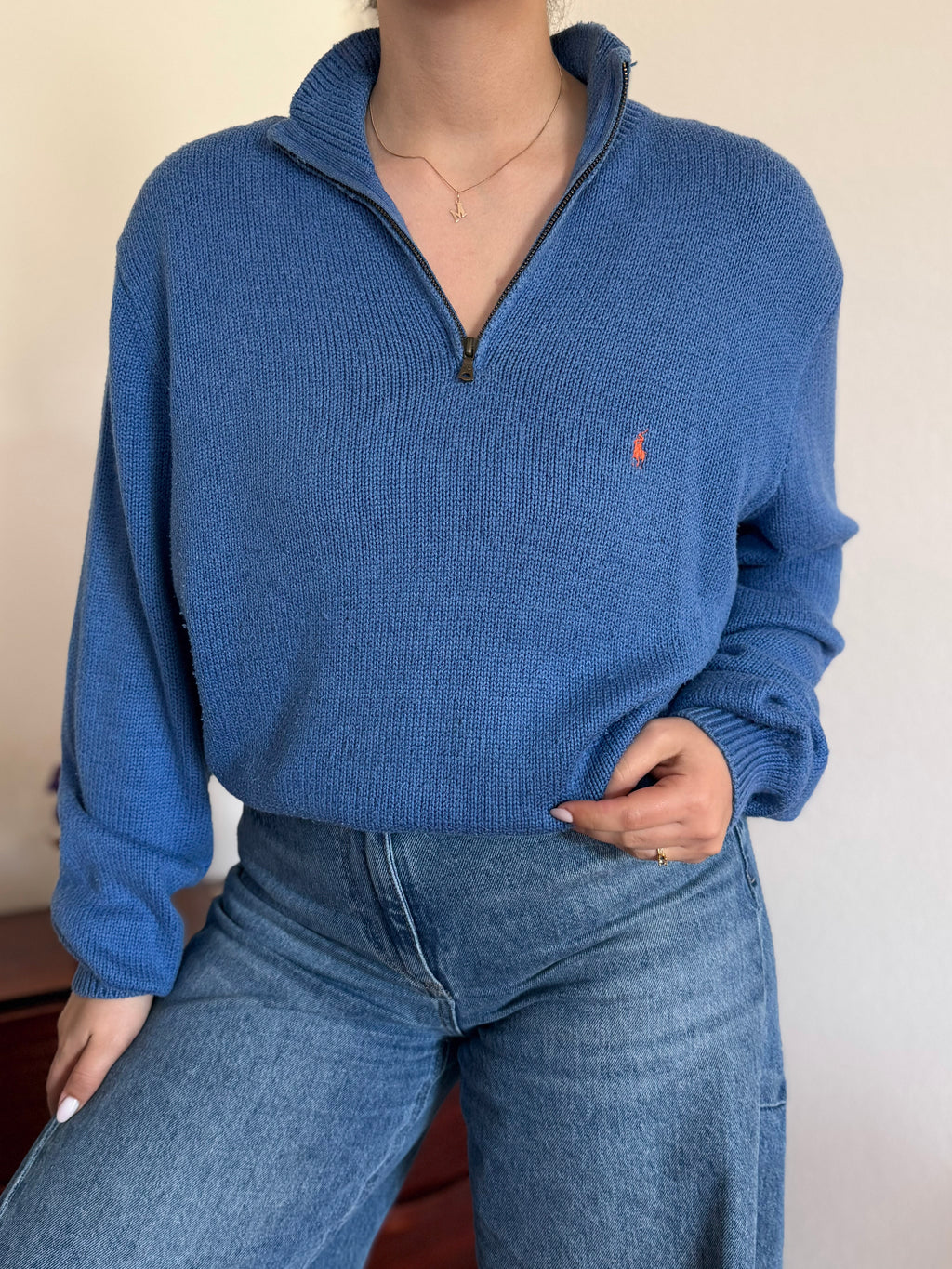 Polo Ralph Lauren 1/4 Zip Neck Sweater 100% Cotton