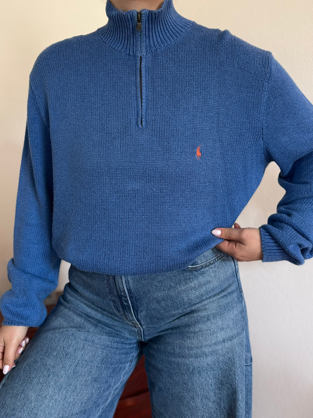 Polo Ralph Lauren 1/4 Zip Neck Sweater 100% Cotton