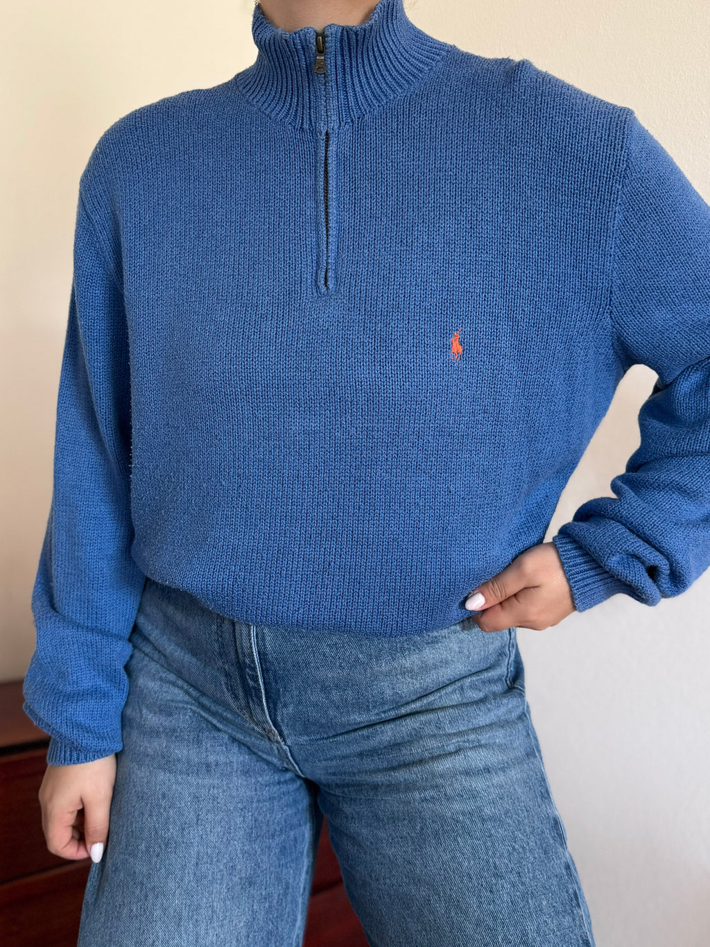 Polo Ralph Lauren 1/4 Zip Neck Sweater 100% Cotton