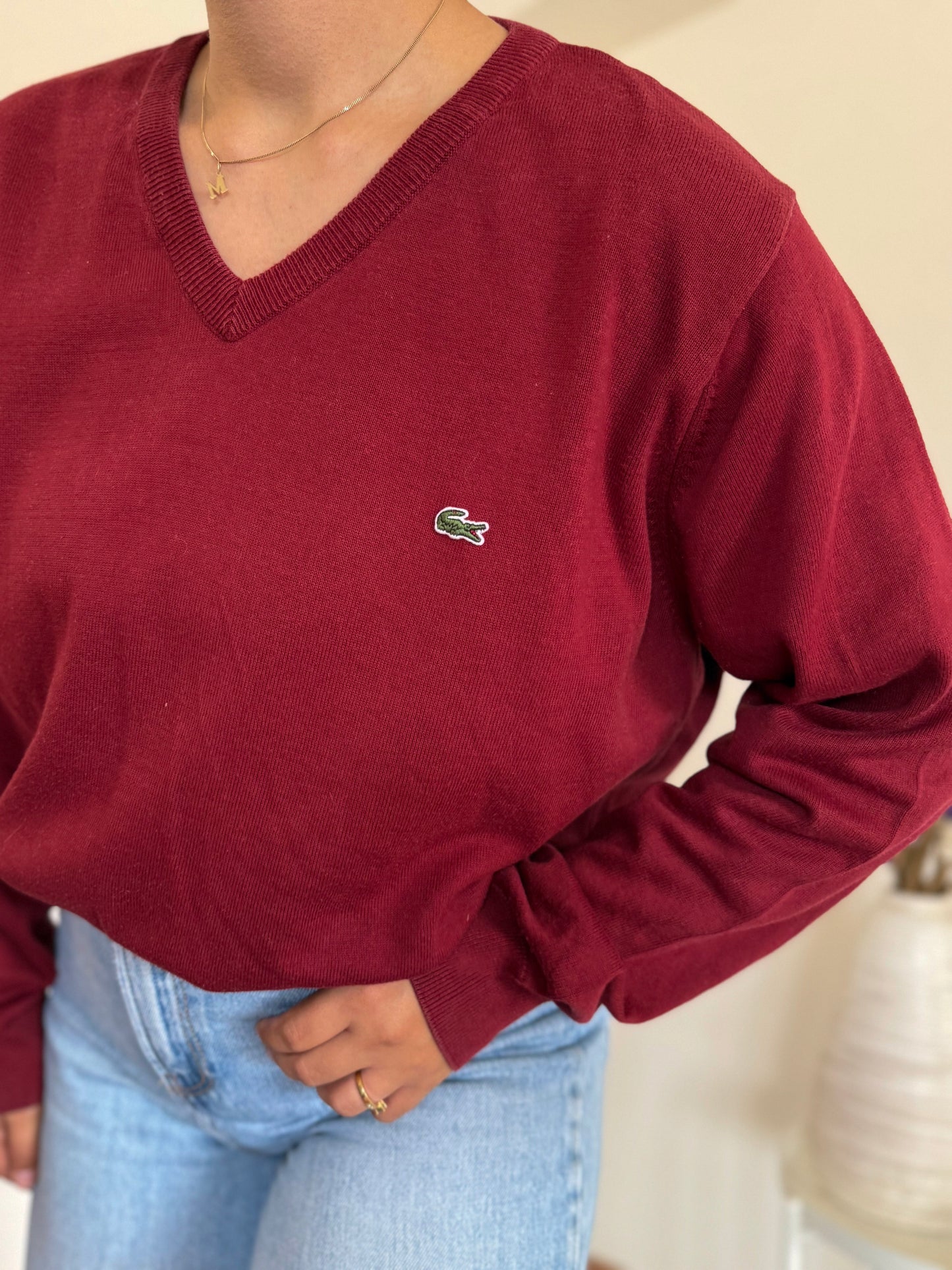 Lacoste V-Neck Sweater 100% Algodão