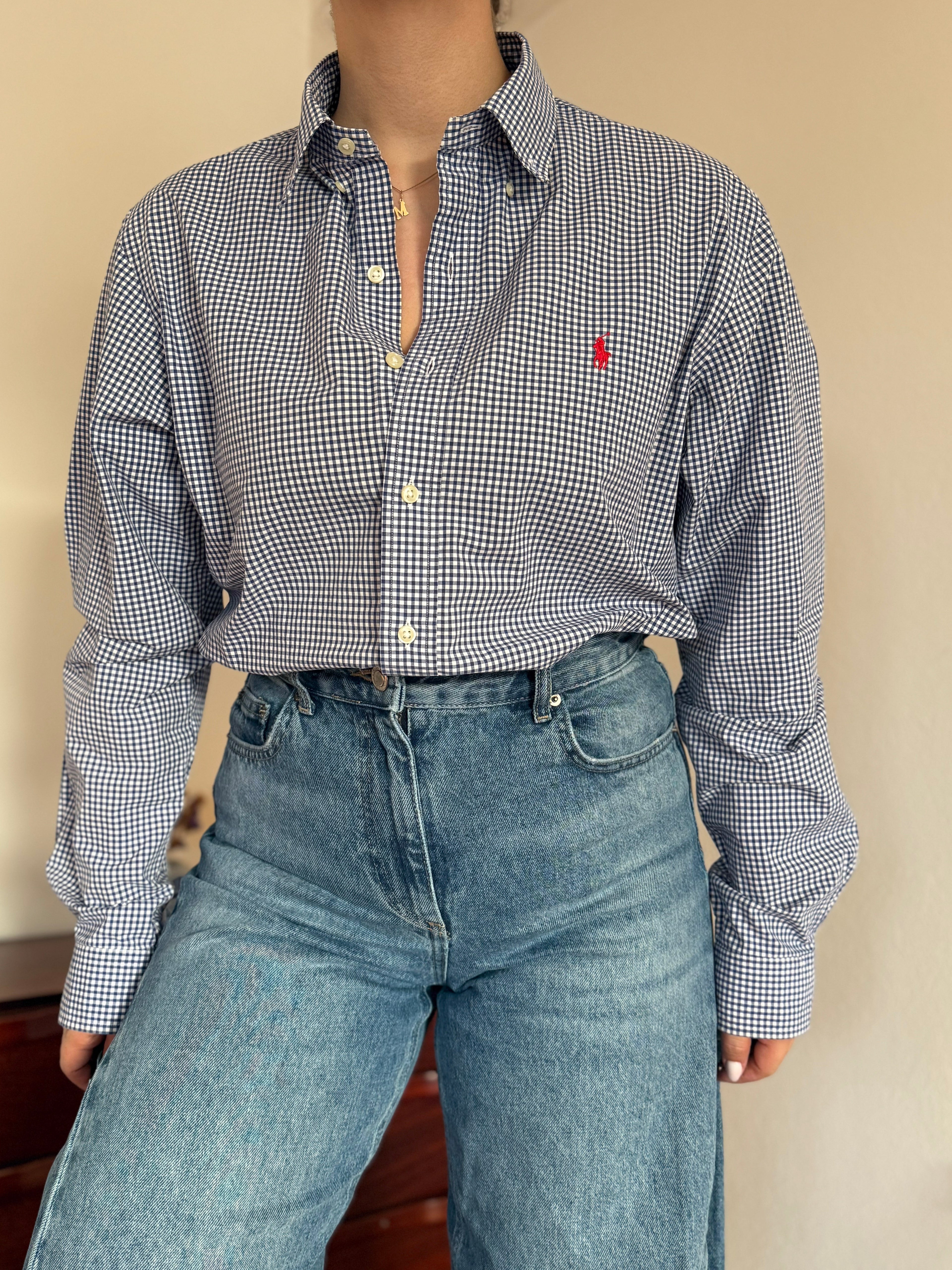 Polo Ralph Lauren Blue Plaid Shirt 100% Cotton