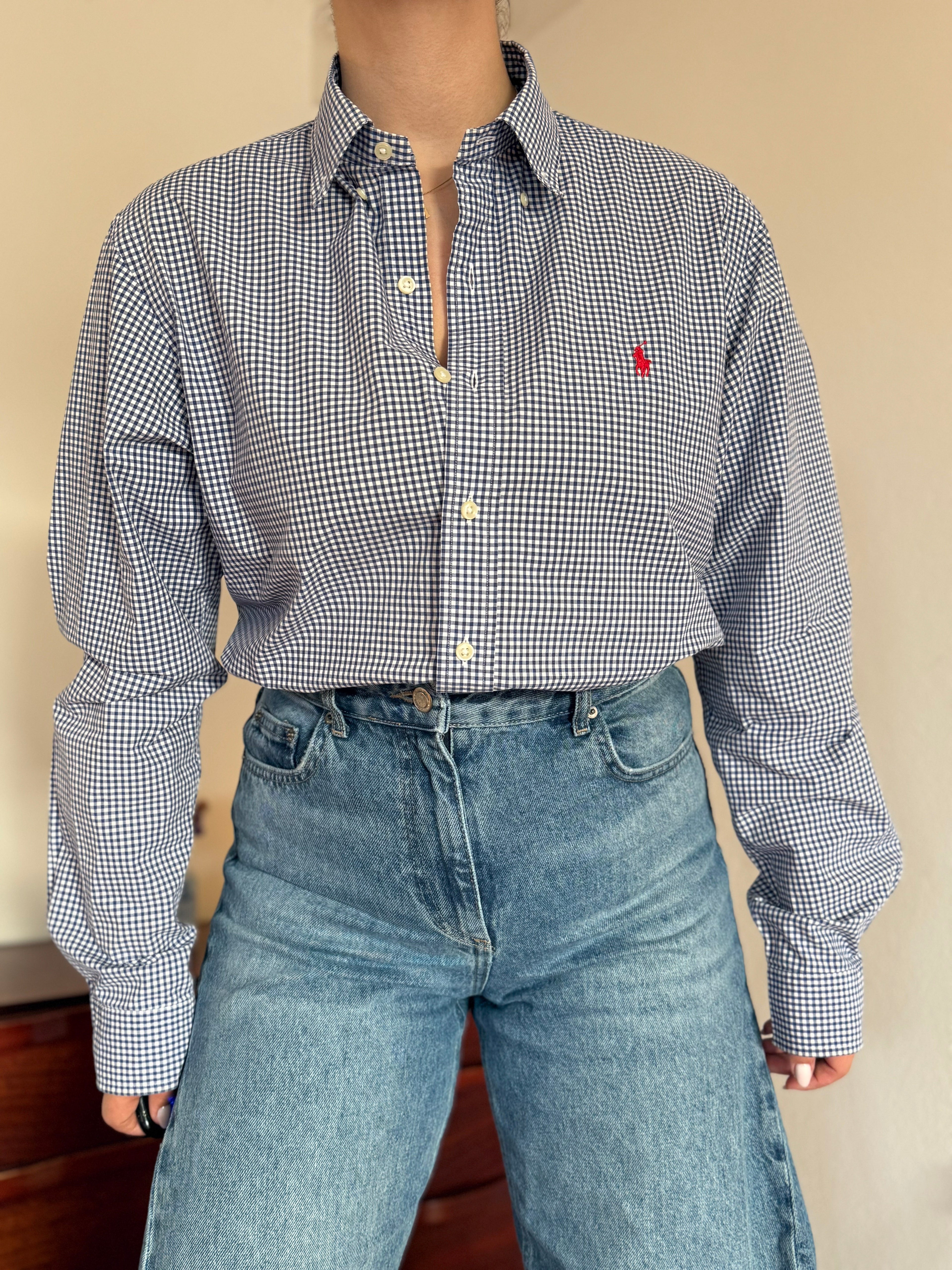 Polo Ralph Lauren Blue Plaid Shirt 100% Cotton