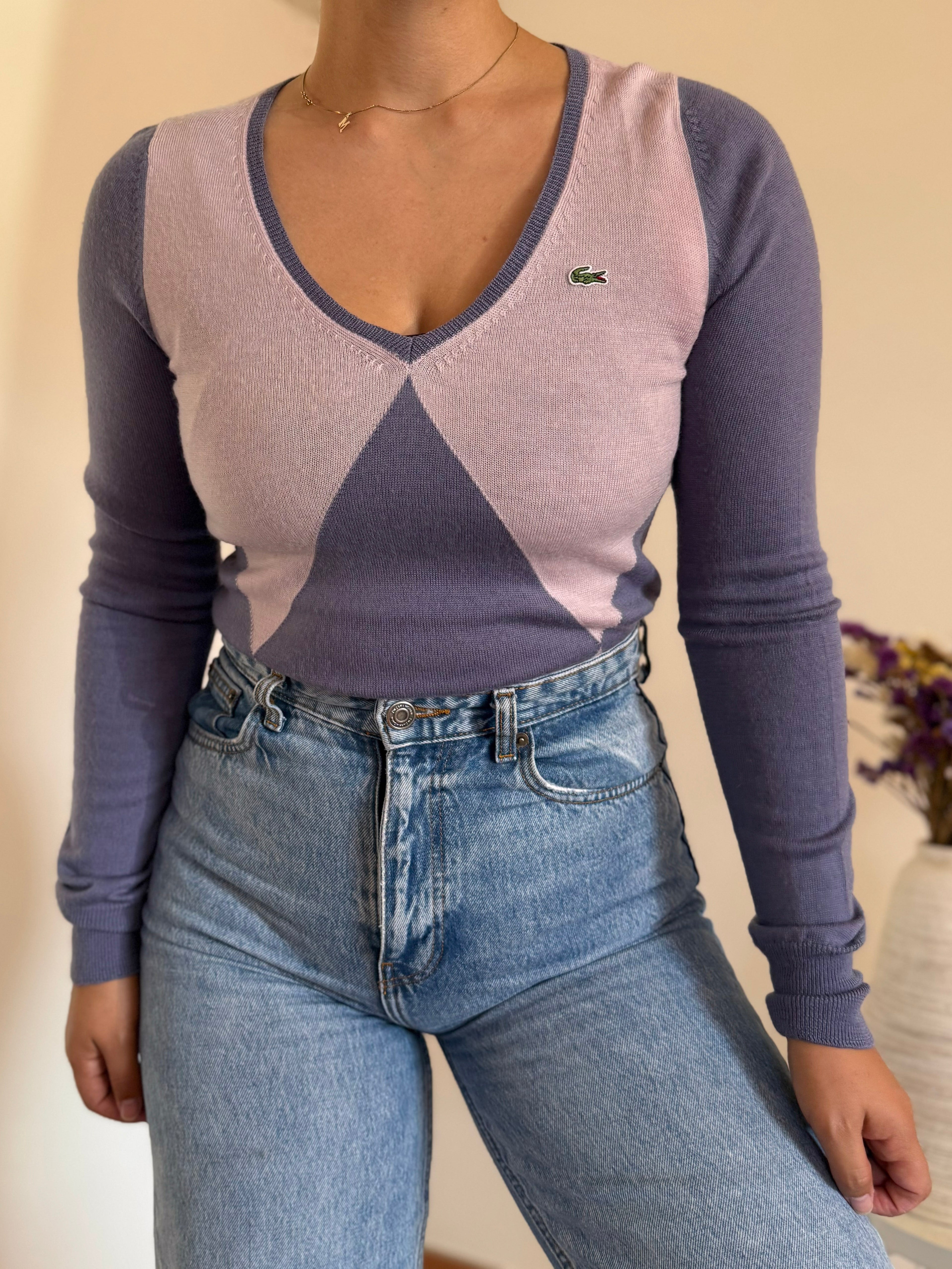 Lacoste V-Neck Sweater 100% Wool