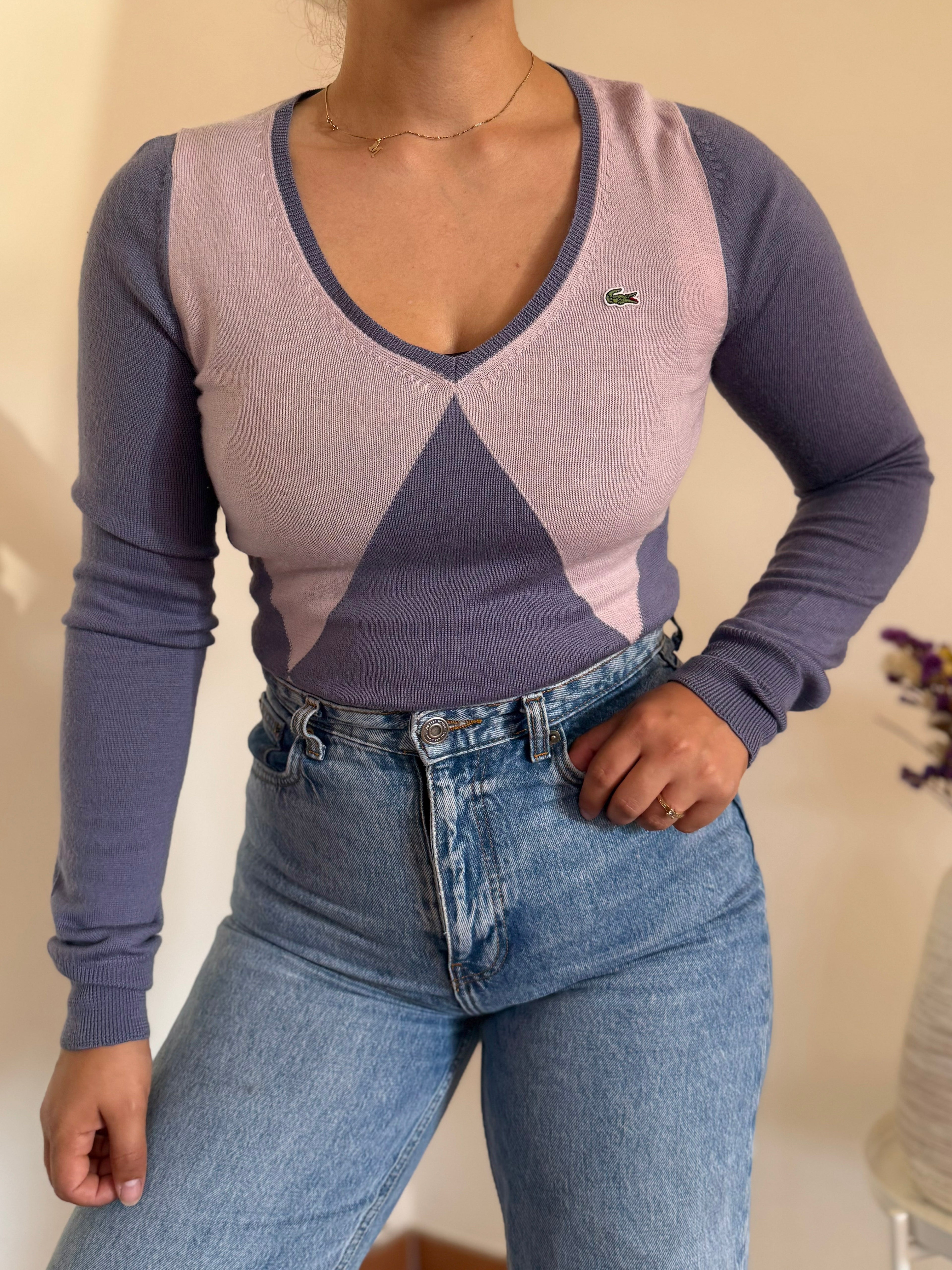 Lacoste V-Neck Sweater 100% Wool