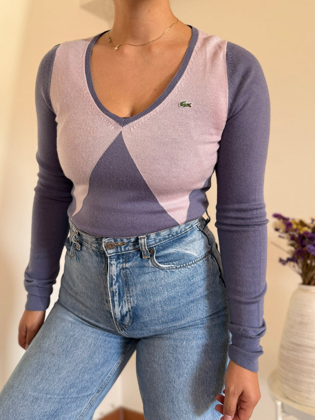 Lacoste V-Neck Sweater 100% Wool