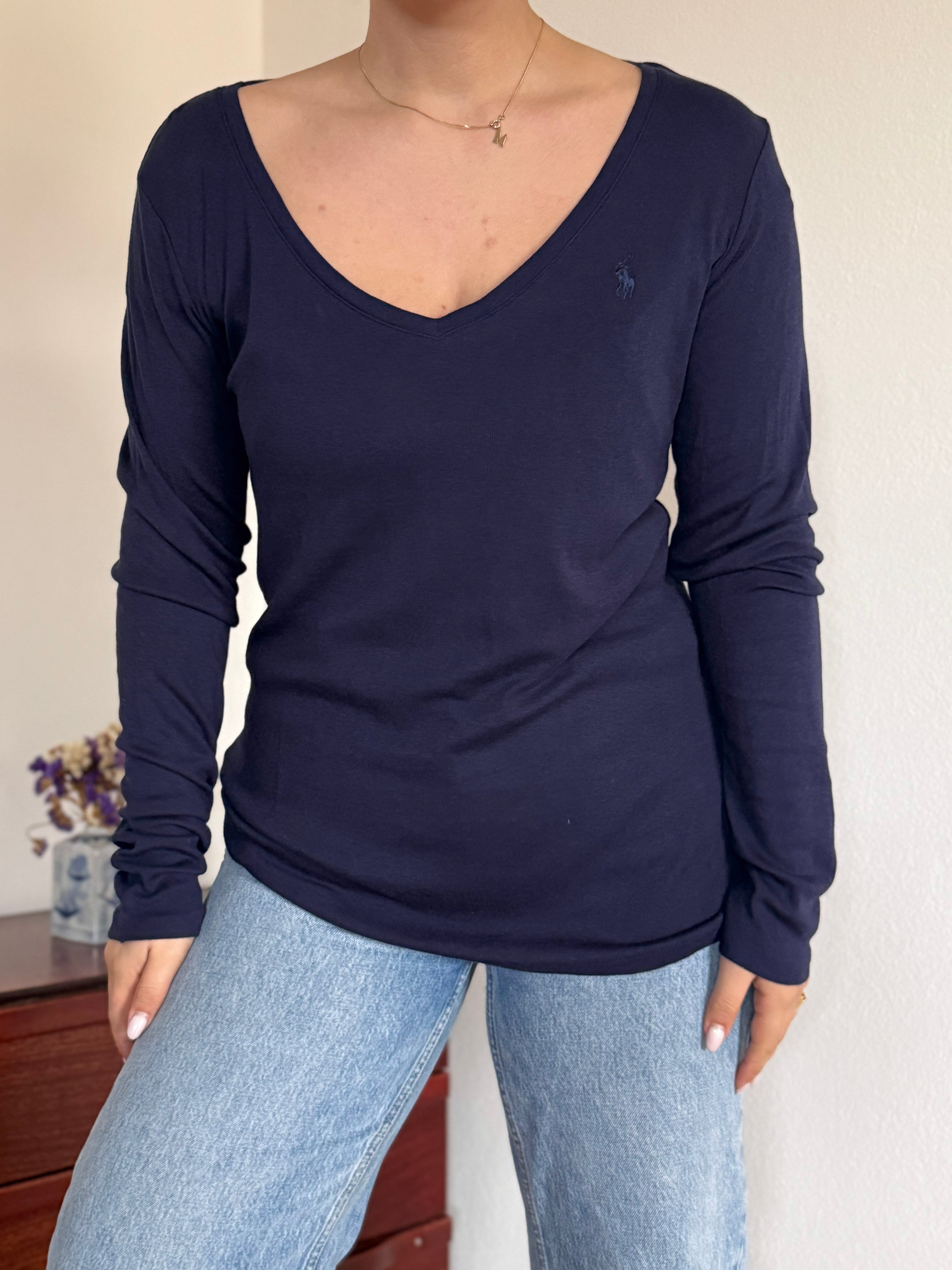 Ralph Lauren V-Neck Knit Jumper 60% Cotton 40% Lyocell