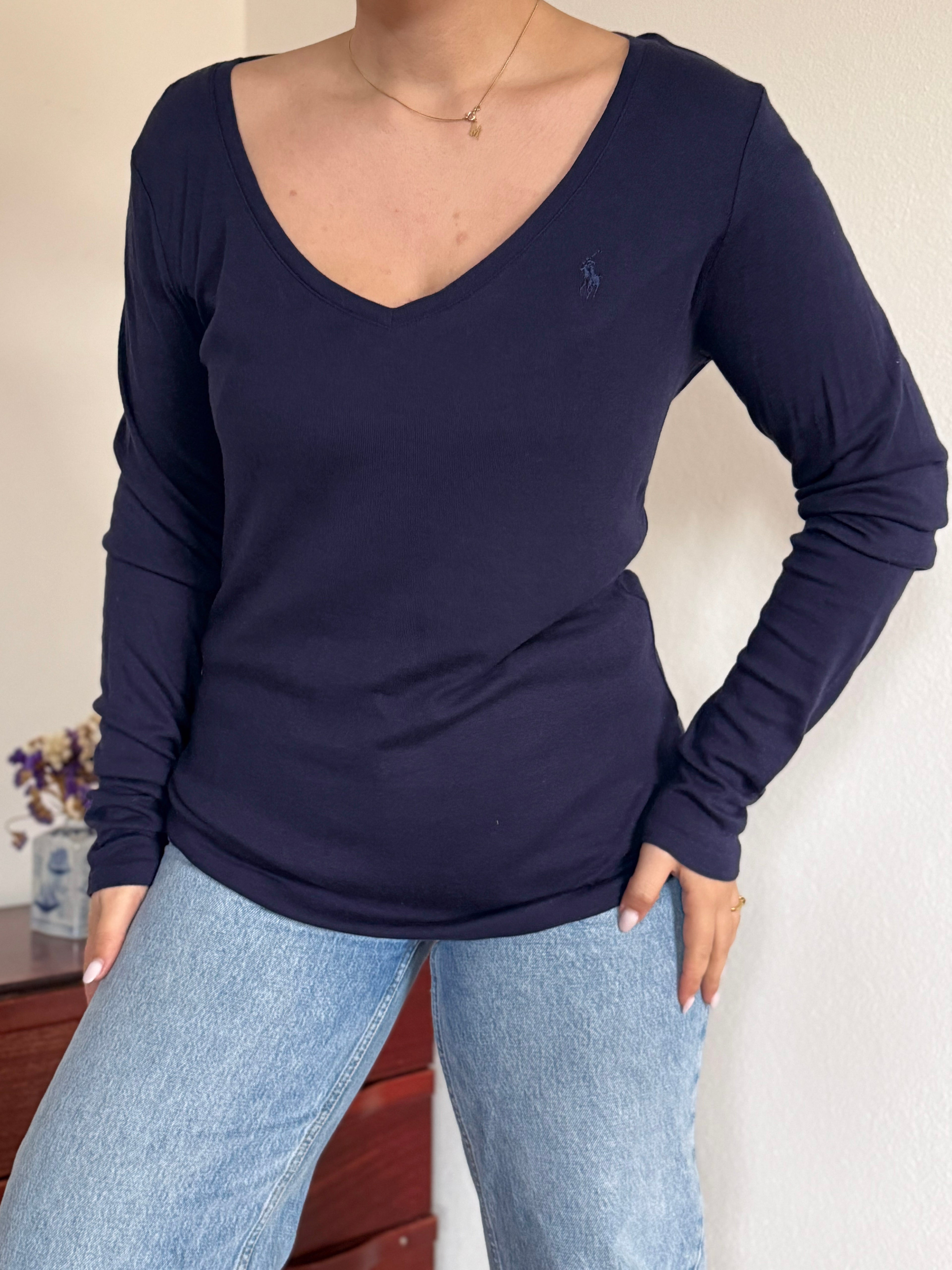 Ralph Lauren V-Neck Knit Jumper 60% Cotton 40% Lyocell