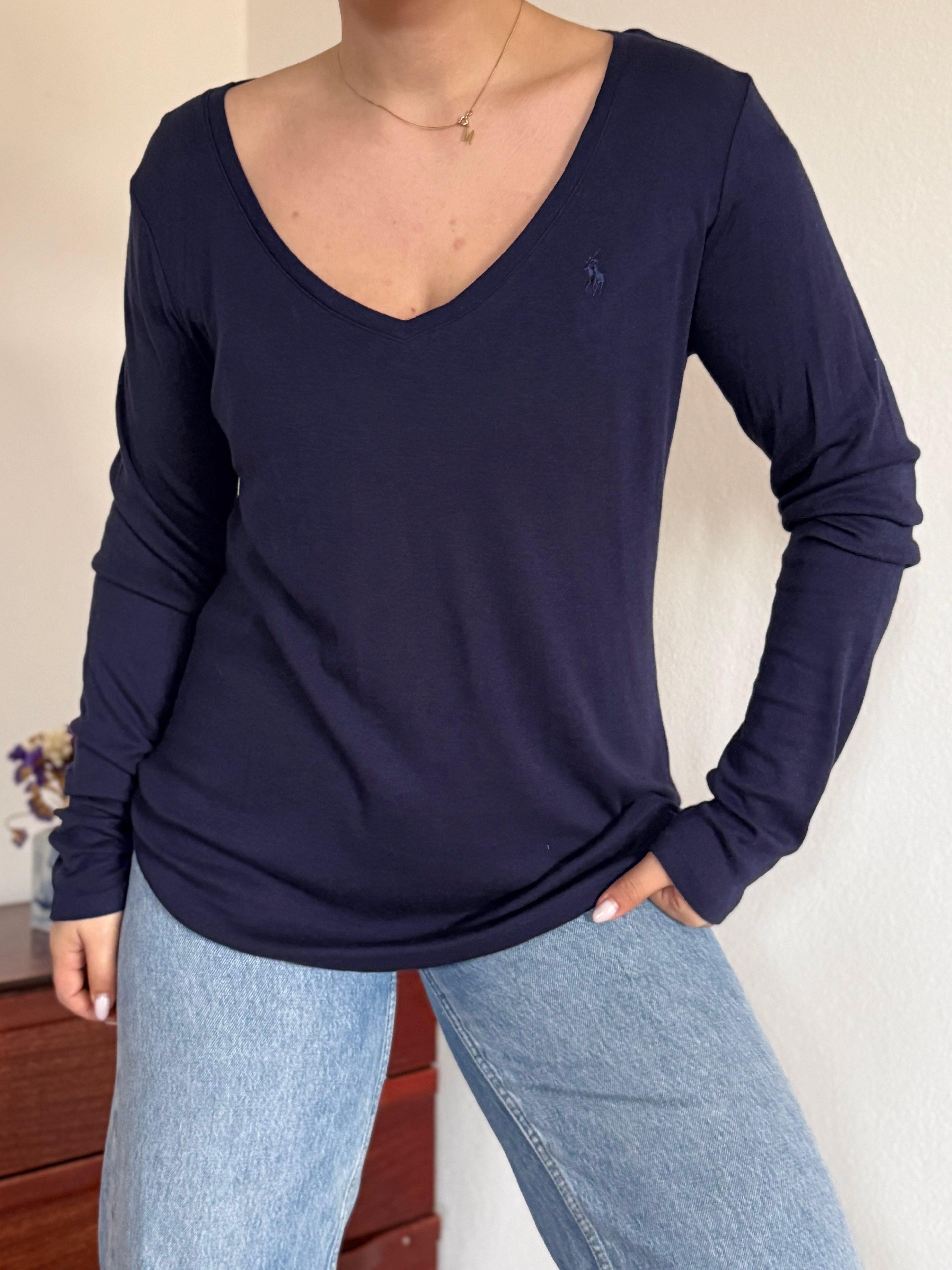 Ralph Lauren V-Neck Knit Jumper 60% Cotton 40% Lyocell