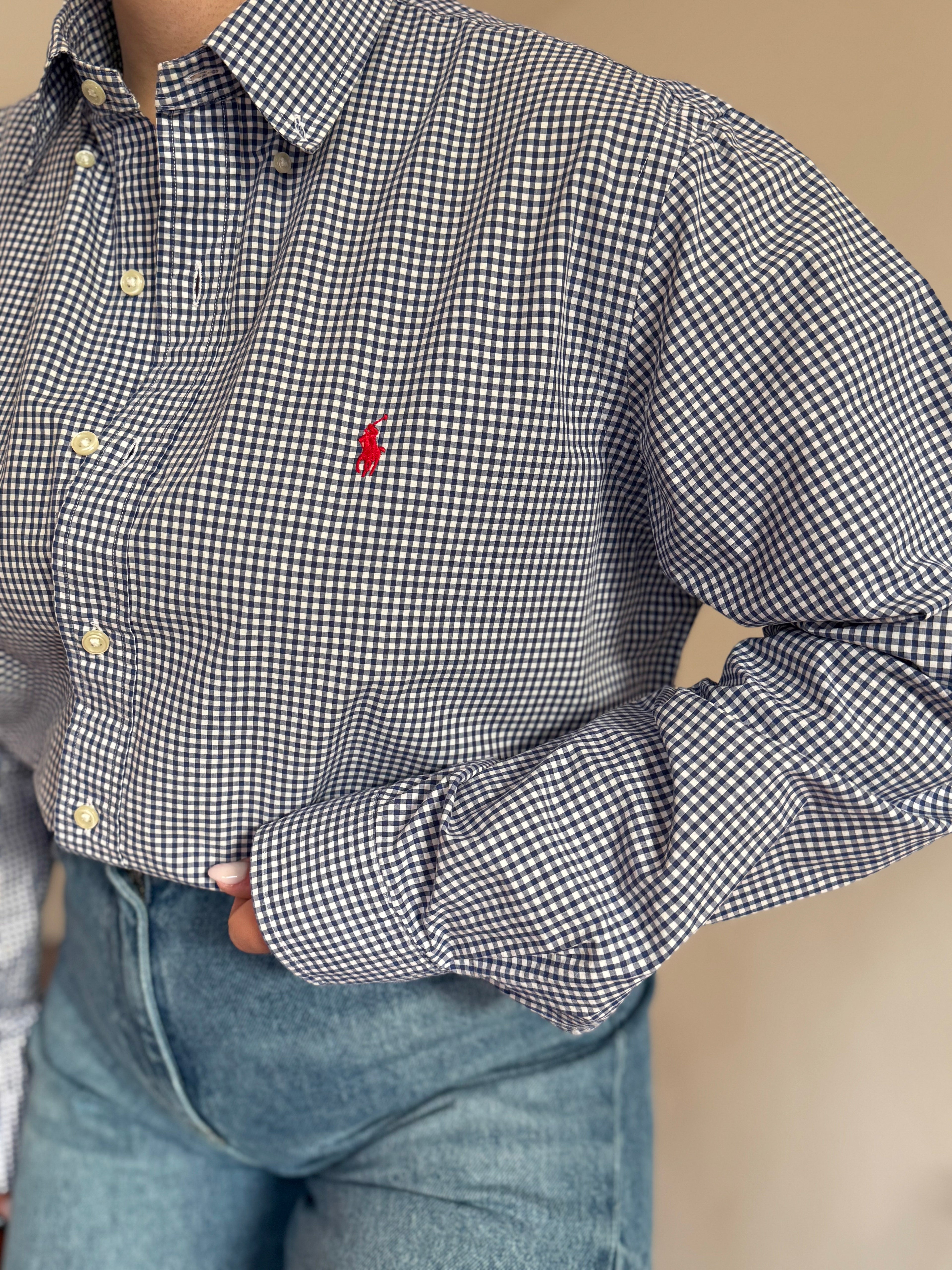 Polo Ralph Lauren Blue Plaid Shirt 100% Cotton