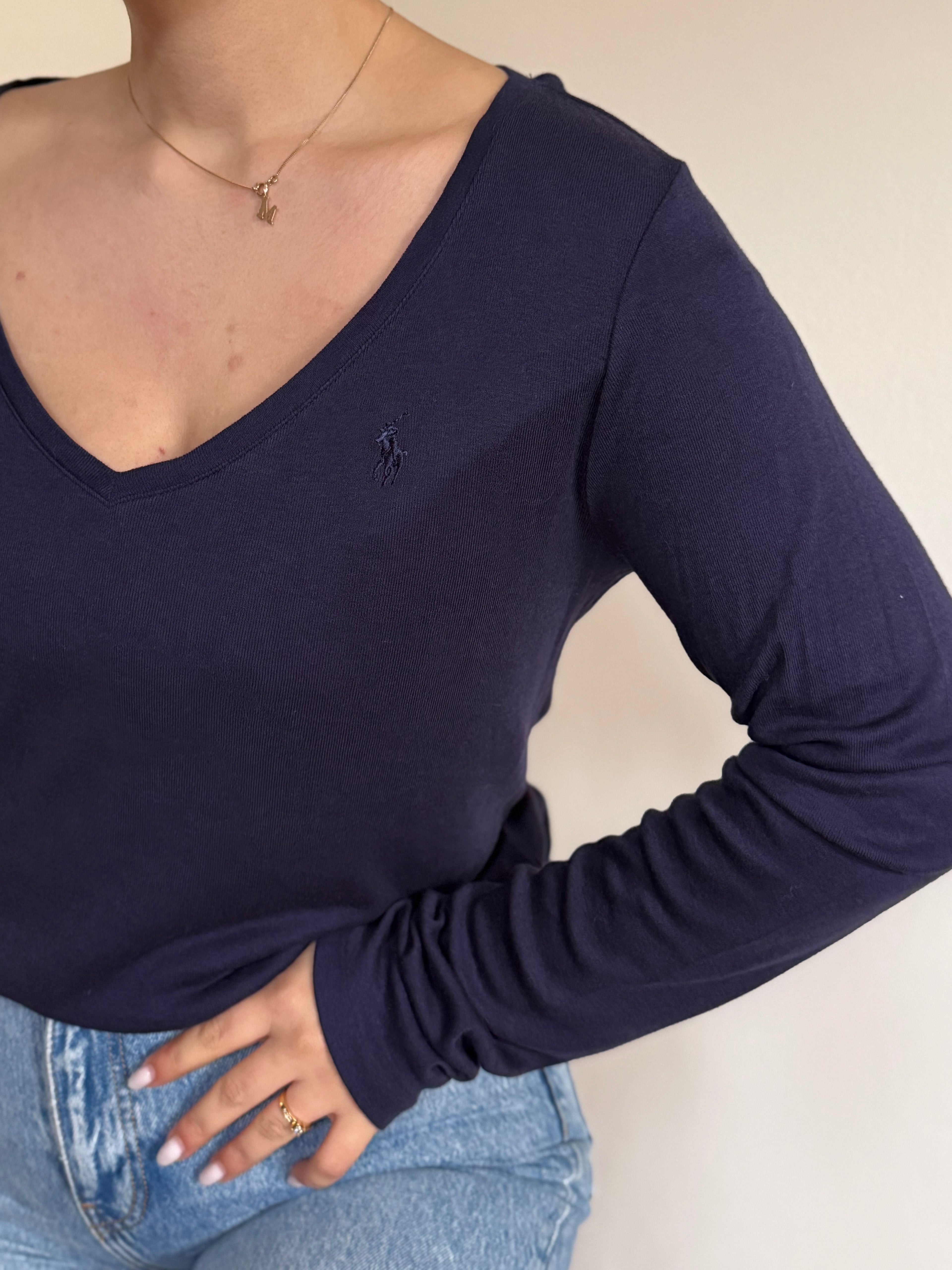 Ralph Lauren V-Neck Knit Jumper 60% Cotton 40% Lyocell