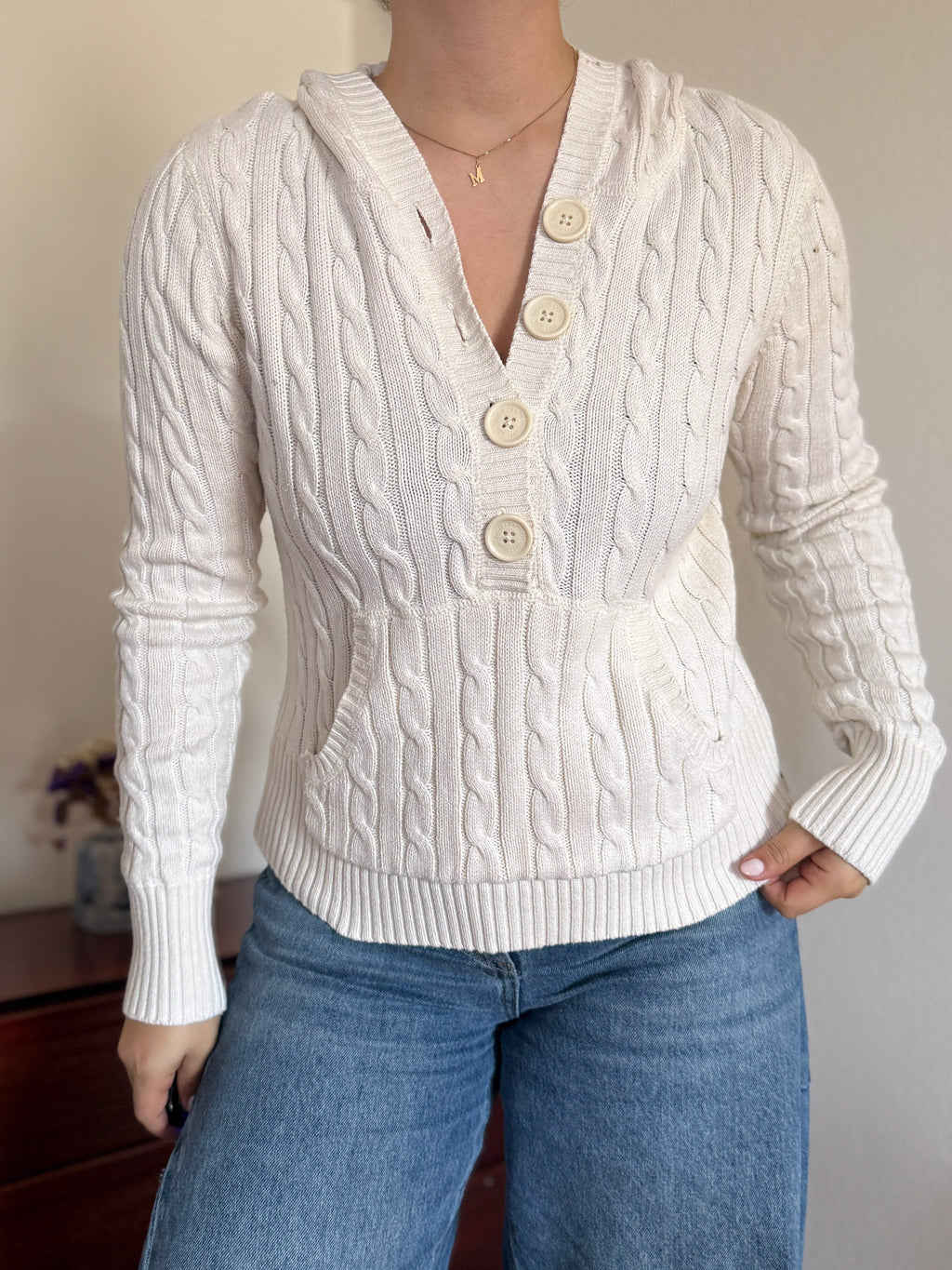 Ralph Lauren White Cable Knit Sweater 100% Cotton