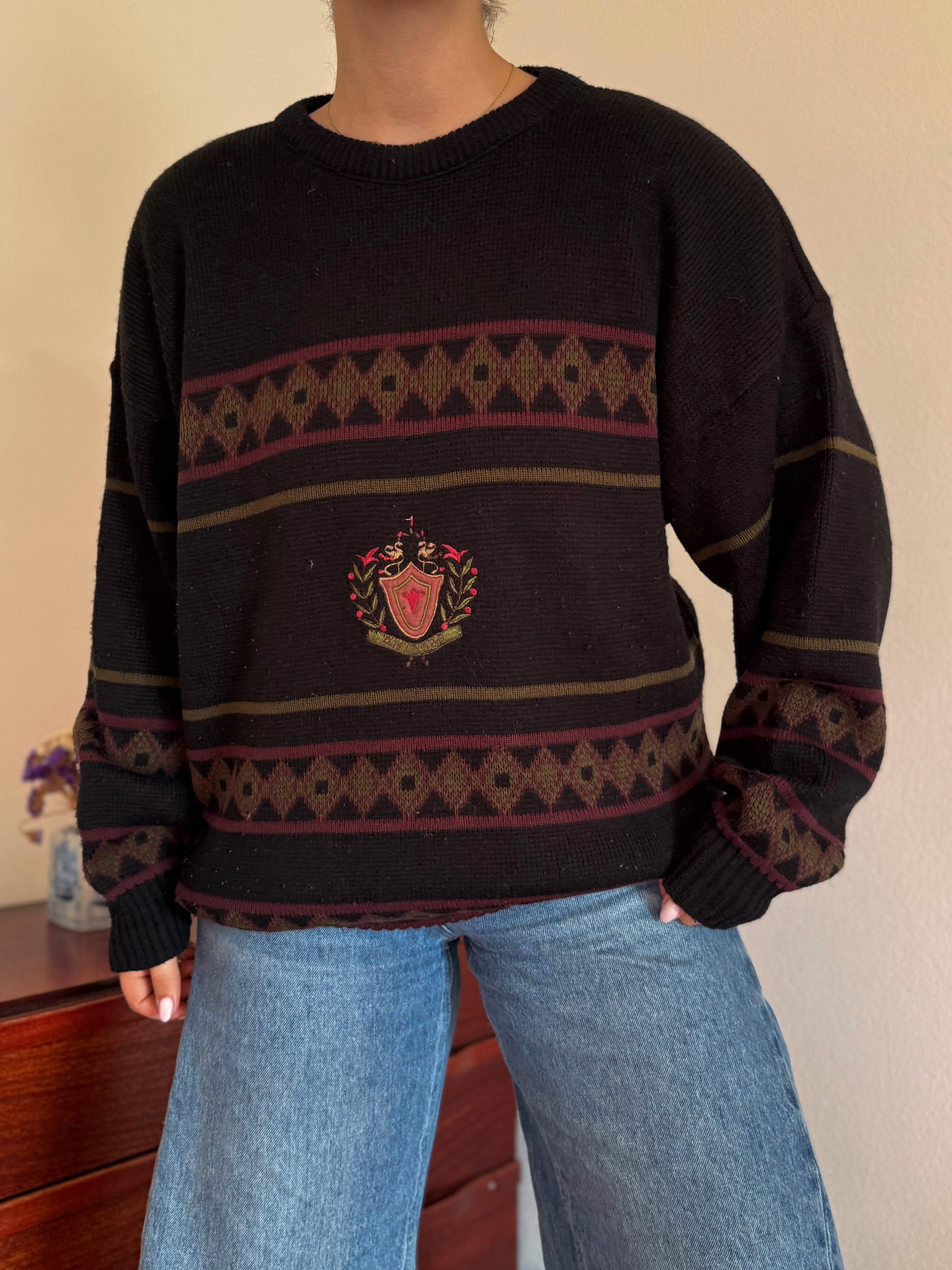 Vintage Round Neck Sweater 100% Acrílico